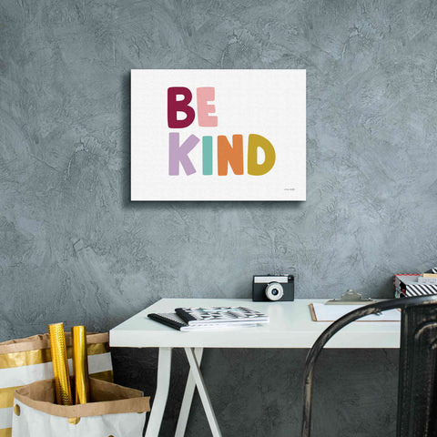 Image of 'Be Kind Pastel' by Ann Kelle Designs, Canvas Wall Art,16 x 12