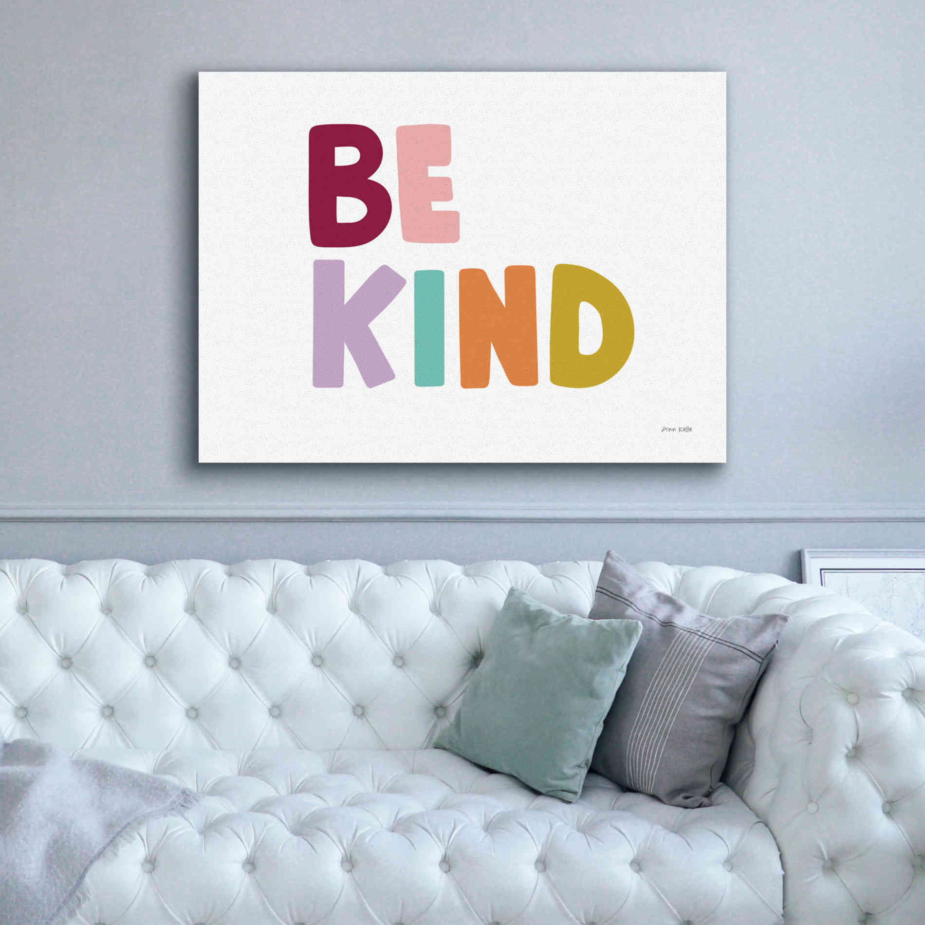 'Be Kind Pastel' by Ann Kelle Designs, Canvas Wall Art,54 x 40