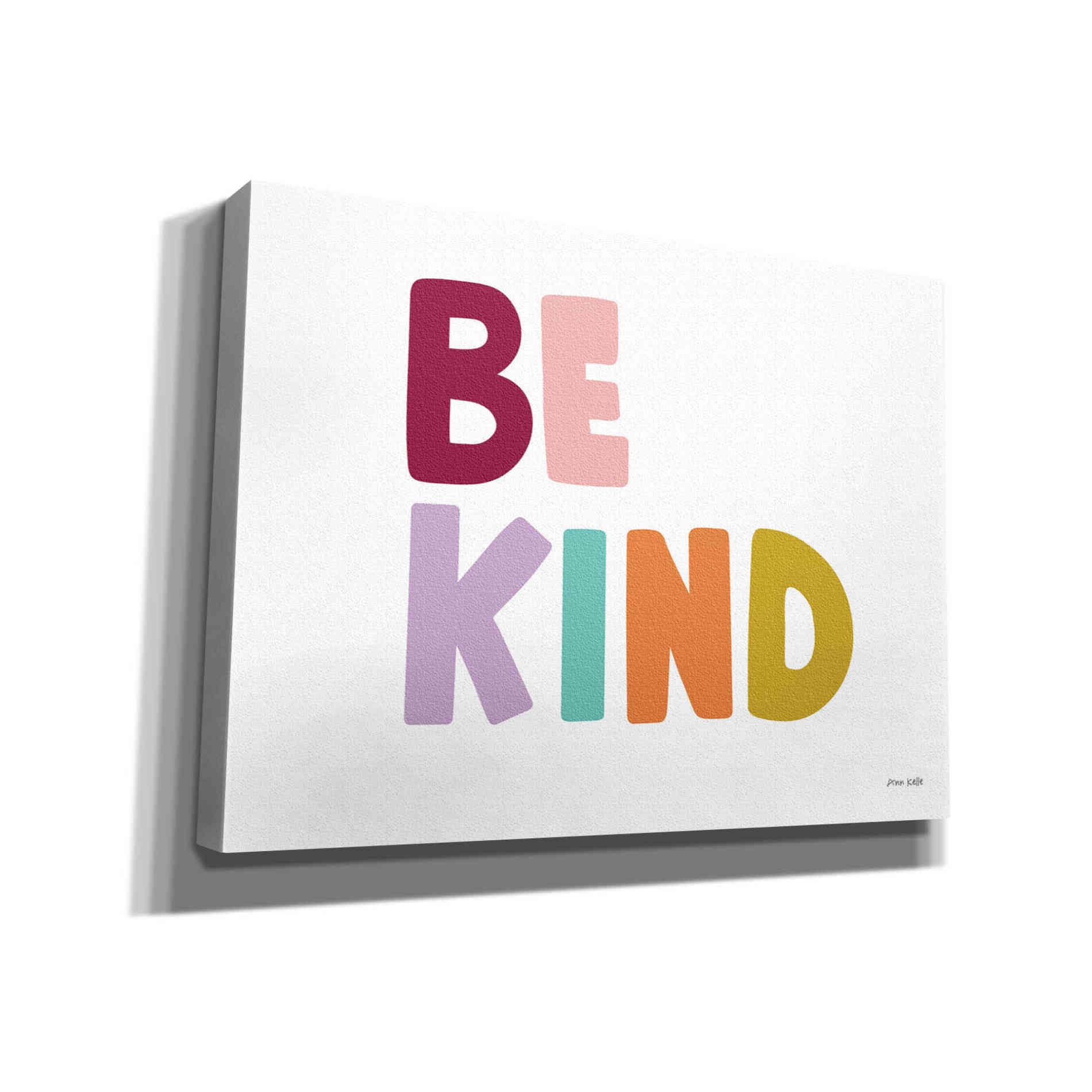 'Be Kind Pastel' by Ann Kelle Designs, Canvas Wall Art,16x12x1.1x0,26x18x1.1x0,34x26x1.74x0,54x40x1.74x0