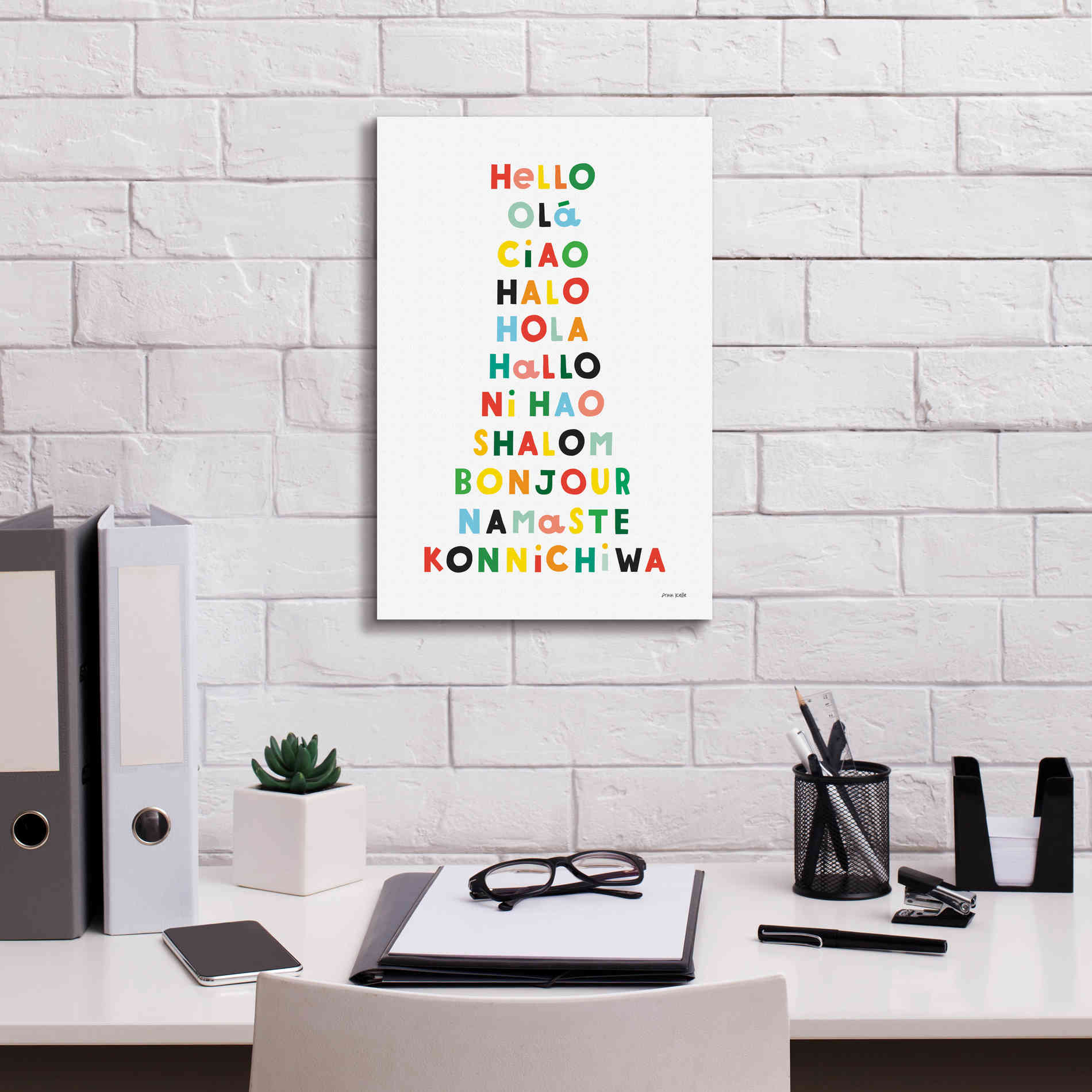 'Language of Hellos' by Ann Kelle Designs, Canvas Wall Art,12 x 18