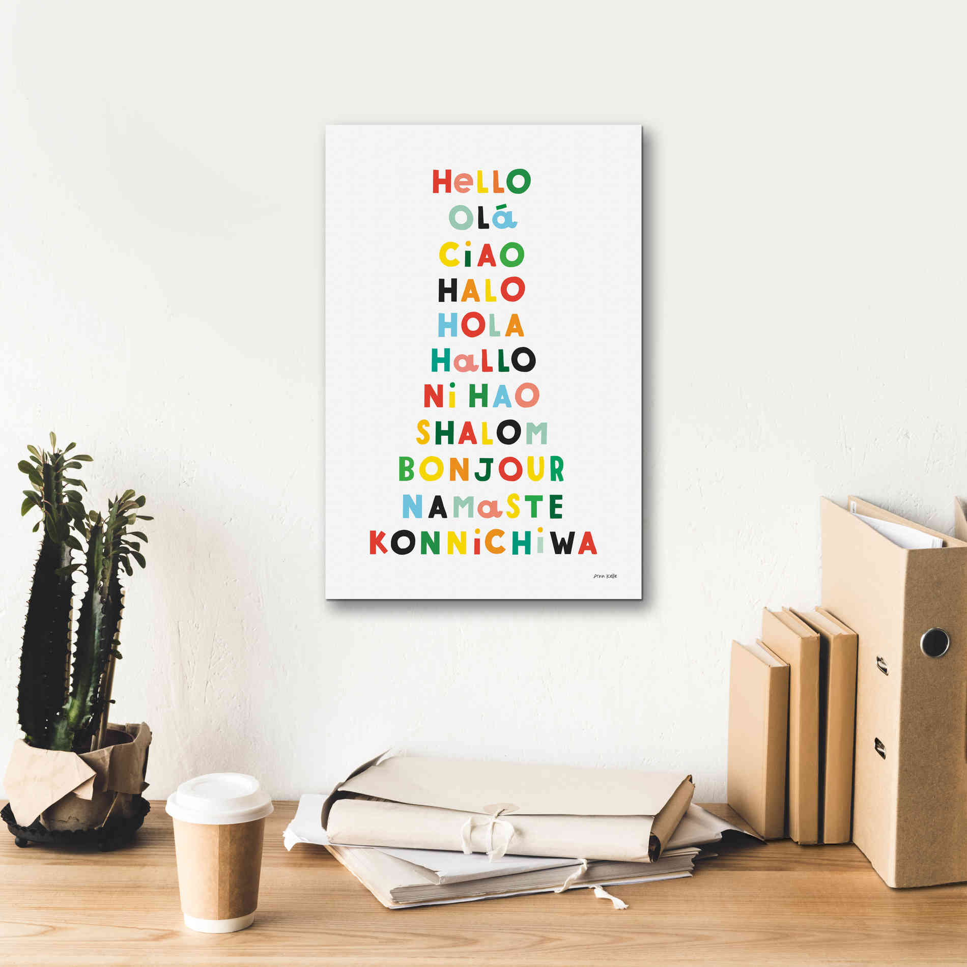 'Language of Hellos' by Ann Kelle Designs, Canvas Wall Art,12 x 18
