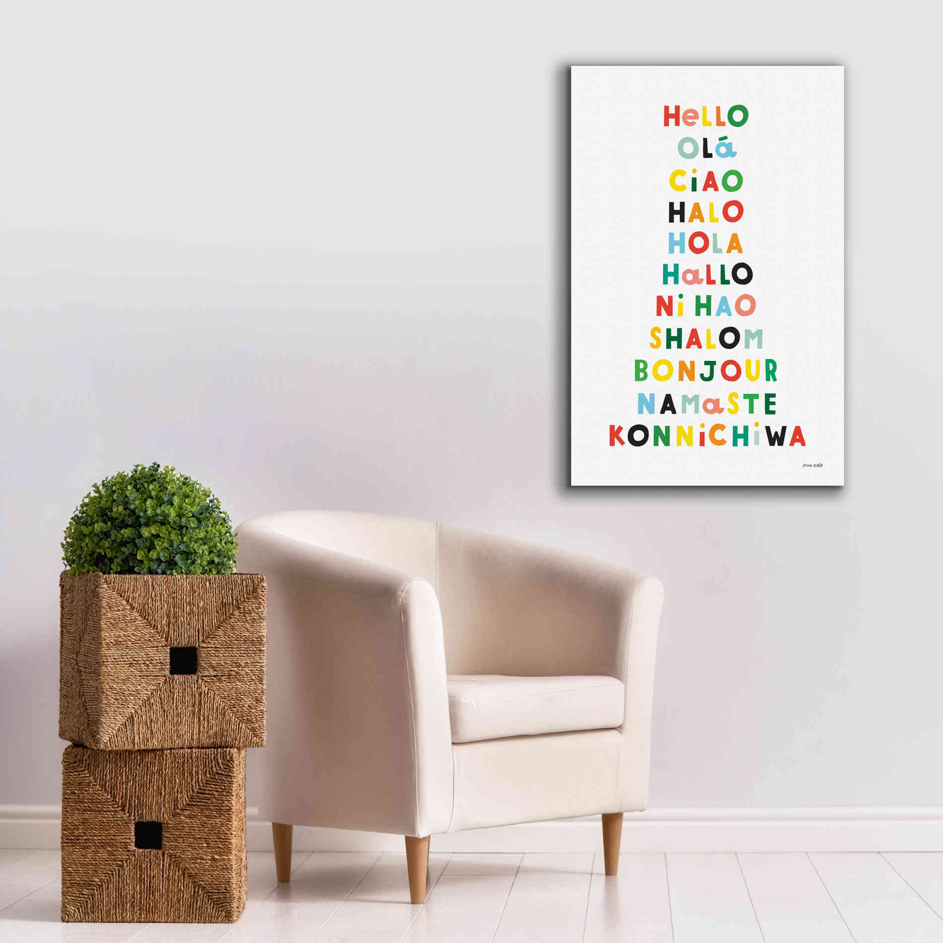 'Language of Hellos' by Ann Kelle Designs, Canvas Wall Art,26 x 40