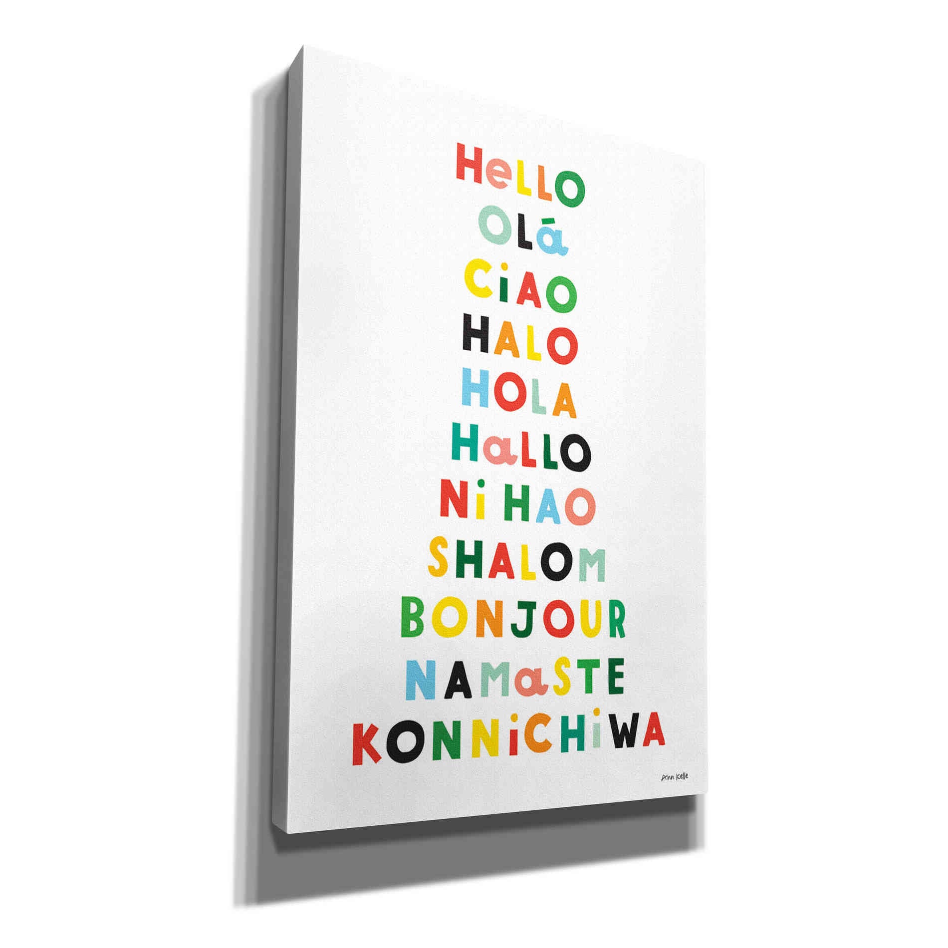 'Language of Hellos' by Ann Kelle Designs, Canvas Wall Art,12x18x1.1x0,18x26x1.1x0,26x40x1.74x0,40x60x1.74x0