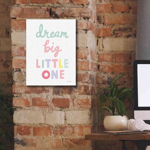 Image of 'Dream Big Little One Cursive' by Ann Kelle Designs, Canvas Wall Art,12 x 16
