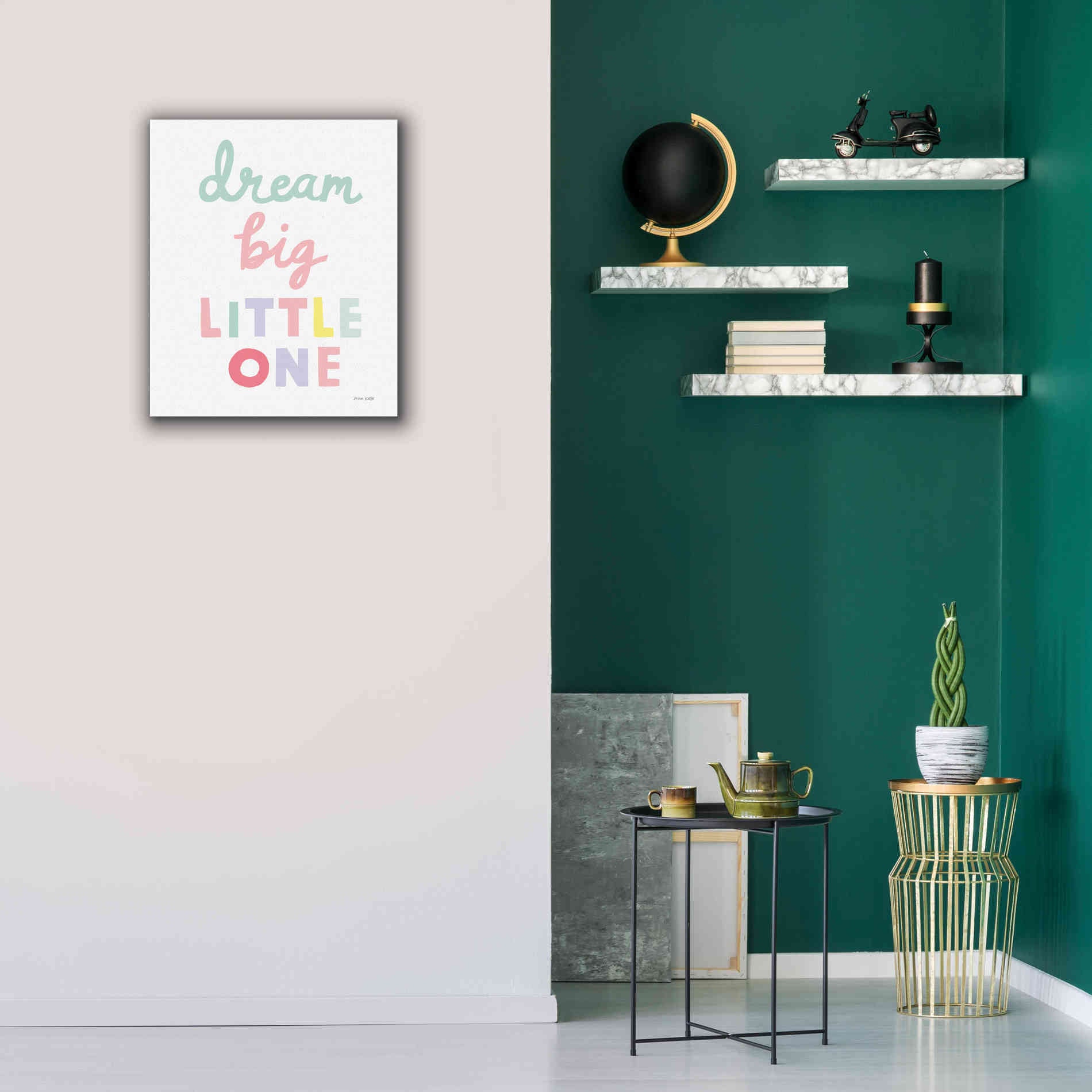 'Dream Big Little One Cursive' by Ann Kelle Designs, Canvas Wall Art,20 x 24