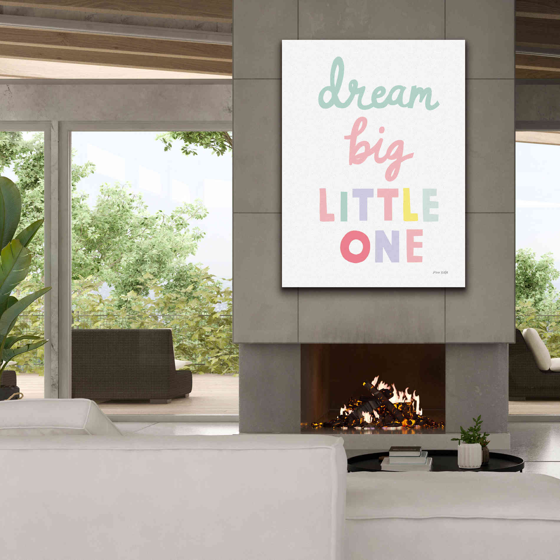 'Dream Big Little One Cursive' by Ann Kelle Designs, Canvas Wall Art,40 x 54