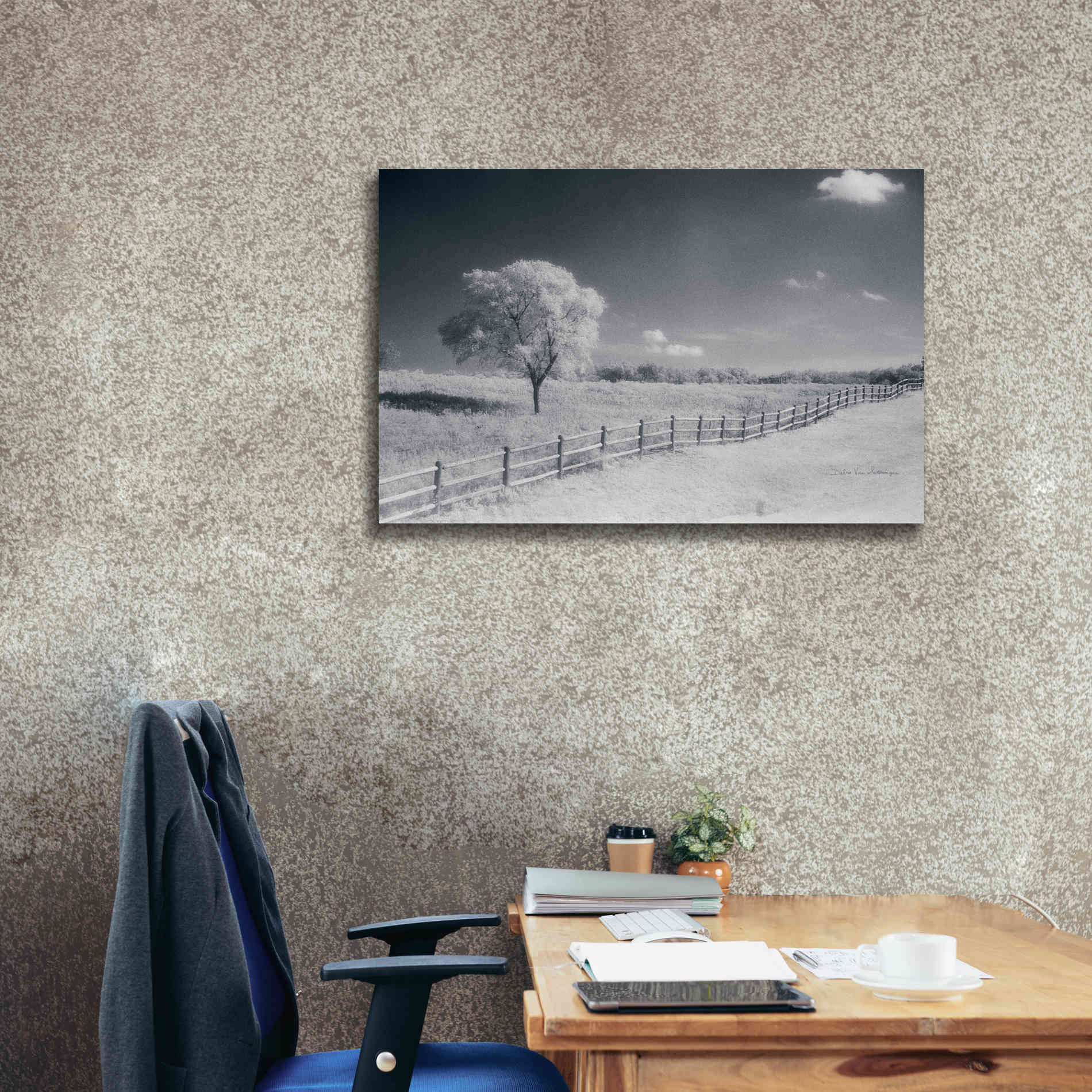 'Trees Fence I' by Debra Van Swearingen, Canvas Wall Art,40 x 26