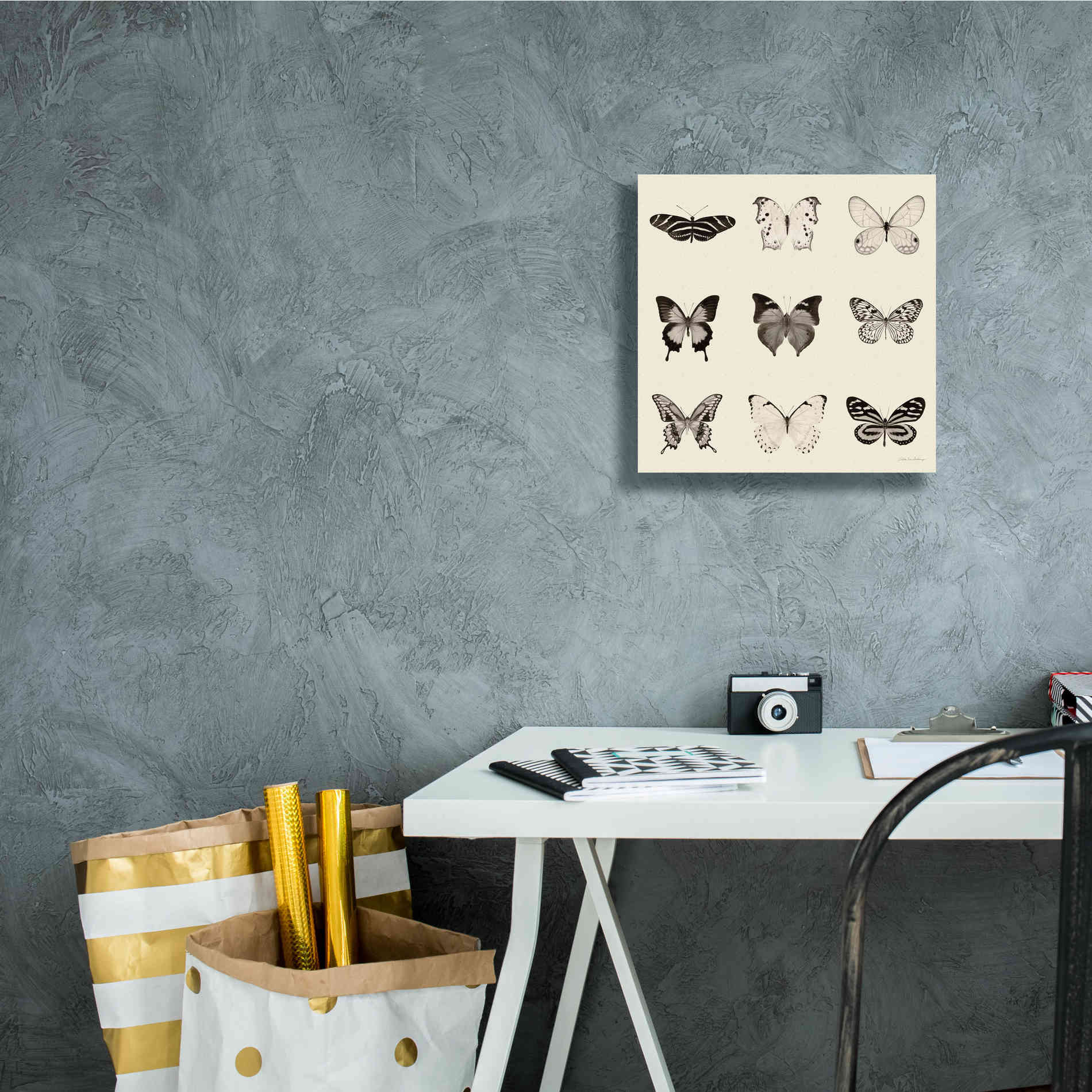 'Butterfly BW 9 Patch' by Debra Van Swearingen, Canvas Wall Art,12 x 12