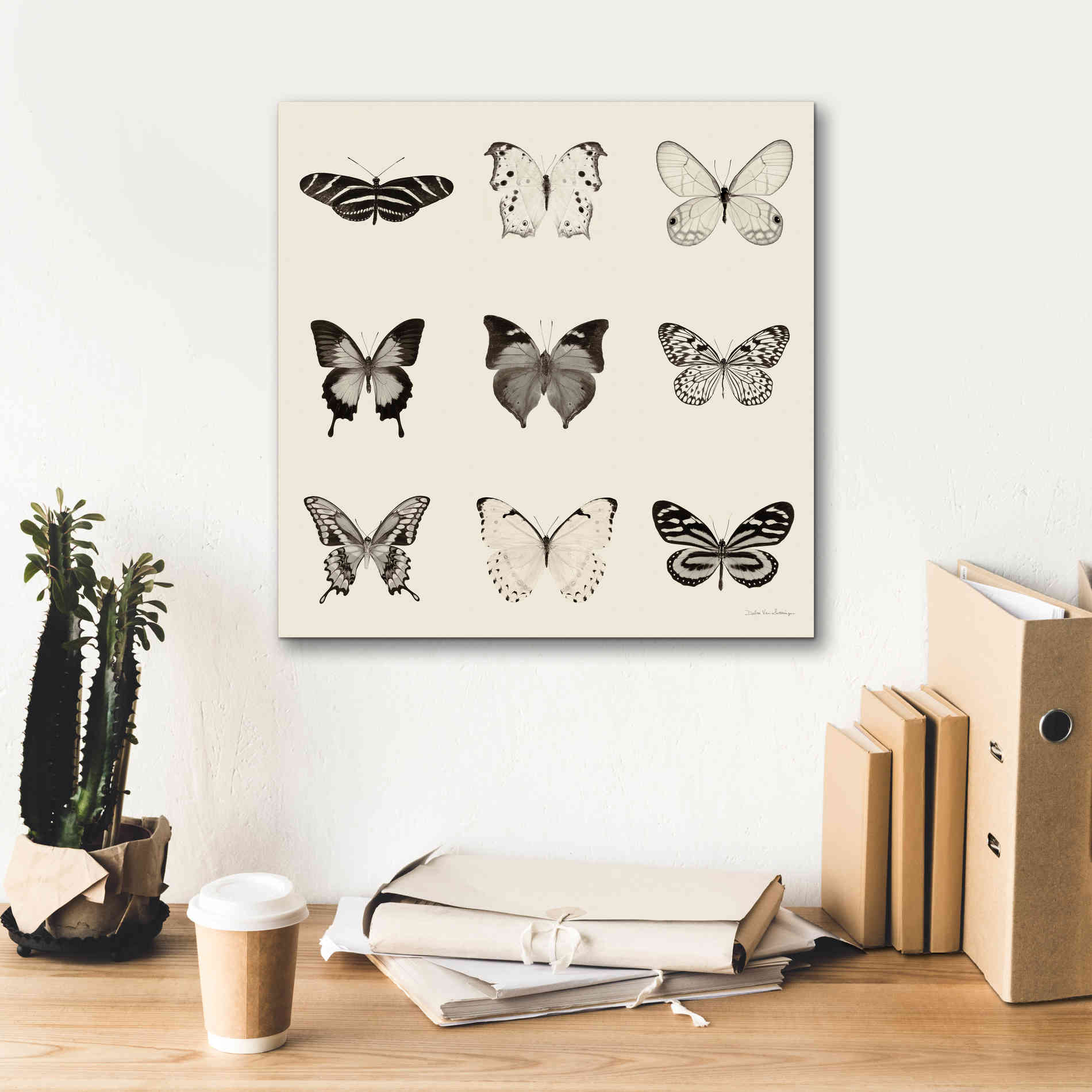 'Butterfly BW 9 Patch' by Debra Van Swearingen, Canvas Wall Art,18 x 18