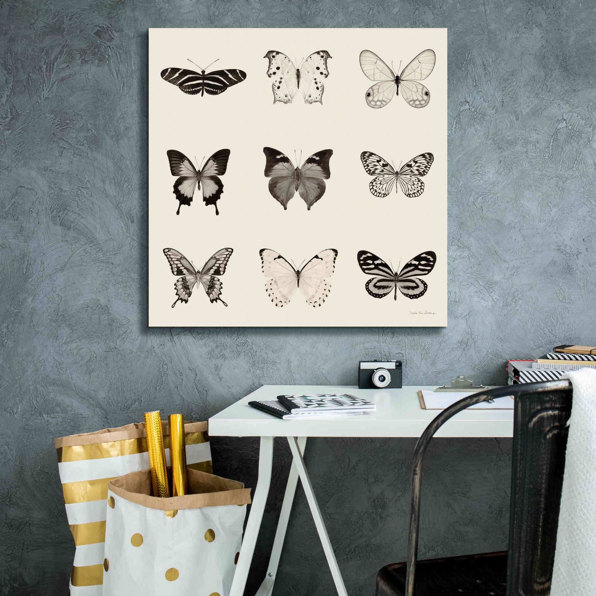 'Butterfly BW 9 Patch' by Debra Van Swearingen, Canvas Wall Art,26 x 26