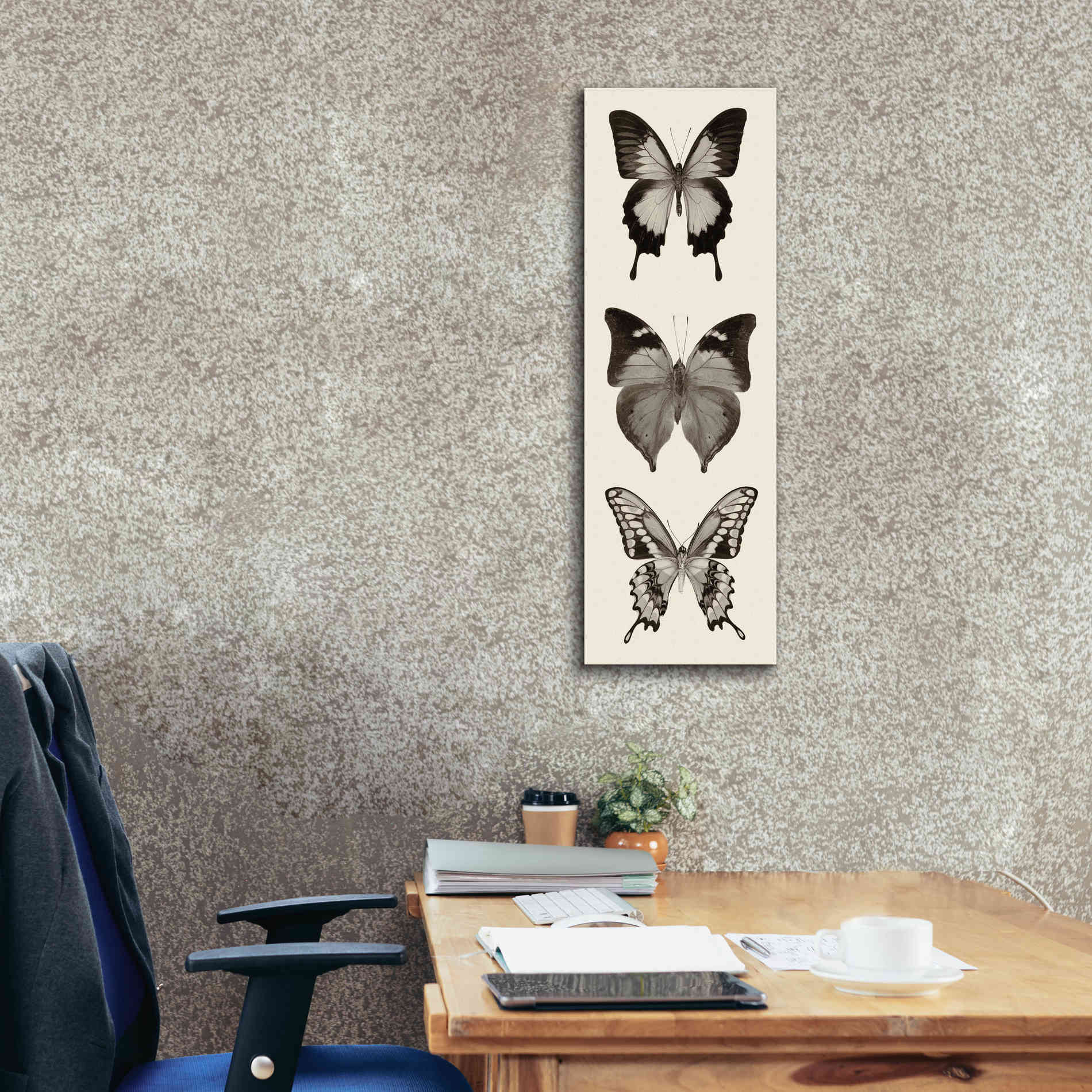 'Butterfly BW Panel I' by Debra Van Swearingen, Canvas Wall Art,12 x 36