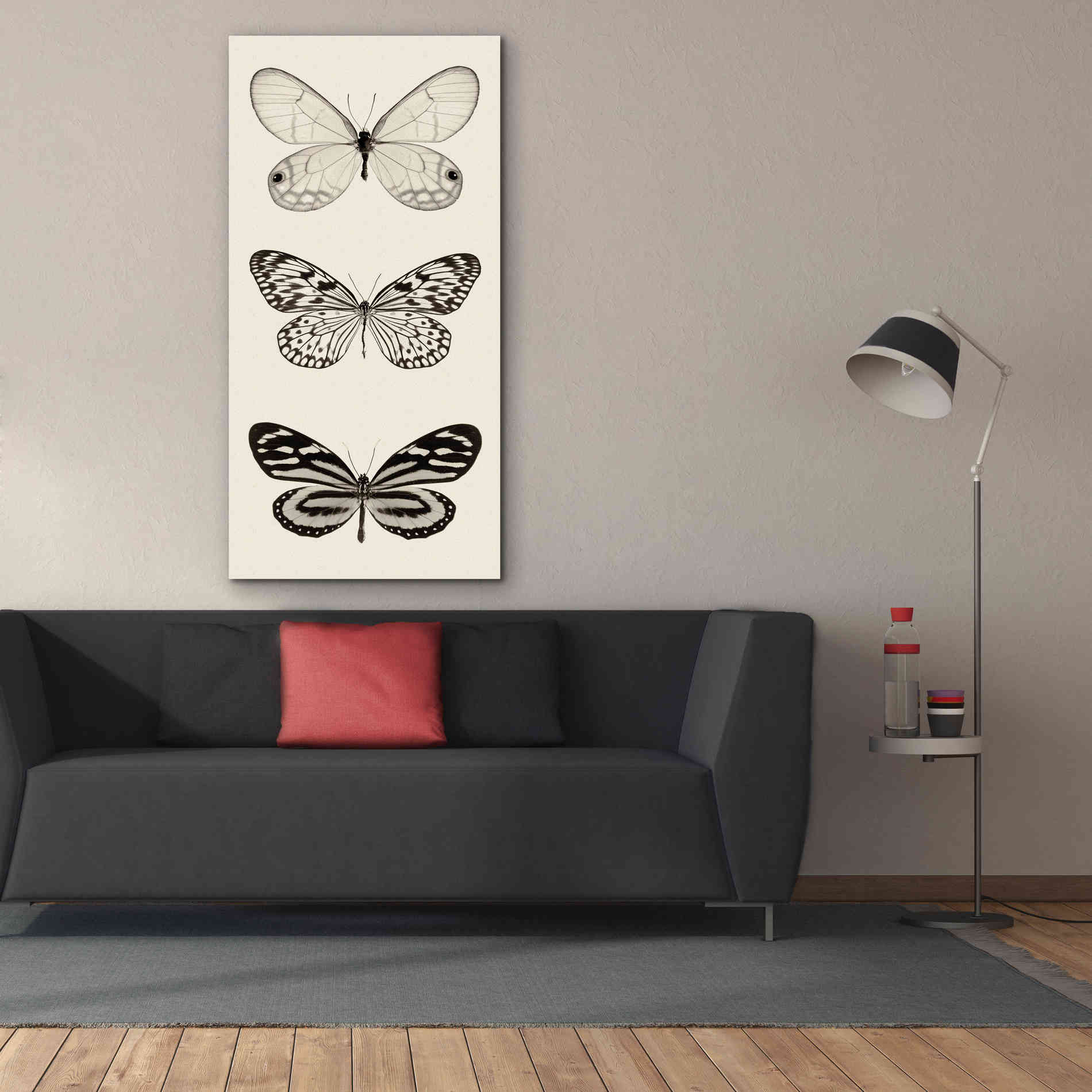 'Butterfly BW Panel II' by Debra Van Swearingen, Canvas Wall Art,30 x 60