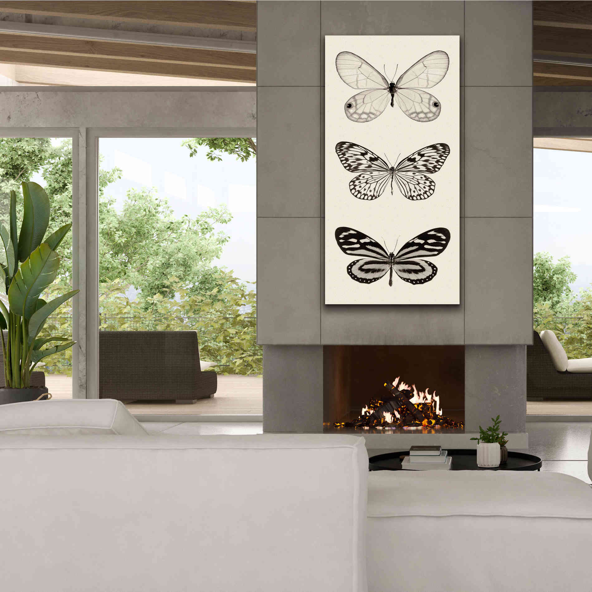 'Butterfly BW Panel II' by Debra Van Swearingen, Canvas Wall Art,30 x 60