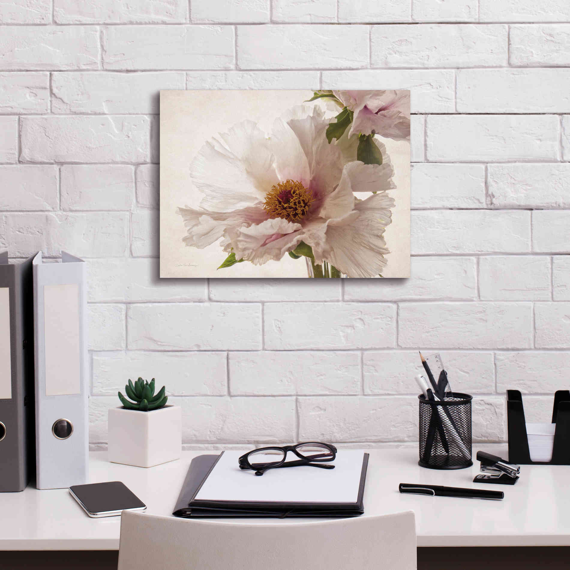 'Translucent Peony V' by Debra Van Swearingen, Canvas Wall Art,16 x 12