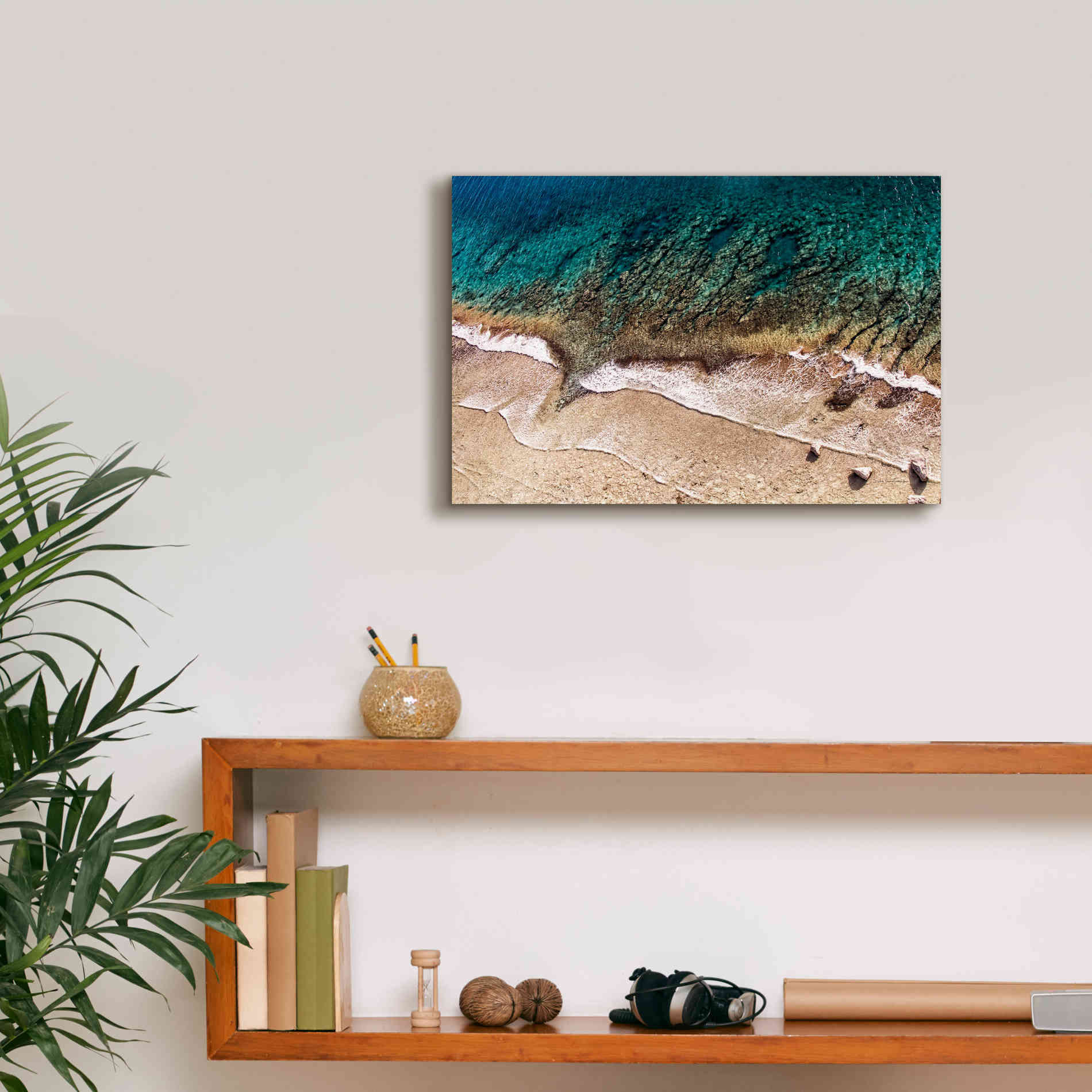 'Sand and Sea' by Debra Van Swearingen, Canvas Wall Art,18 x 12