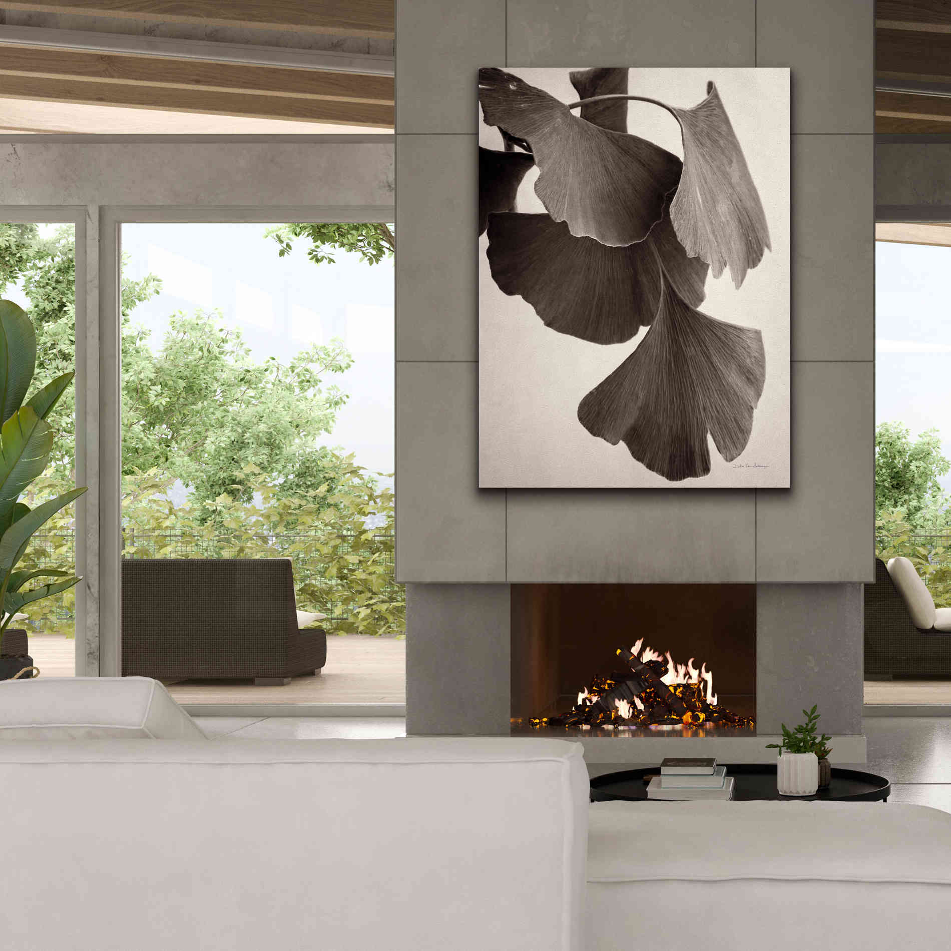 'Gingko Sepia' by Debra Van Swearingen, Canvas Wall Art,40 x 54