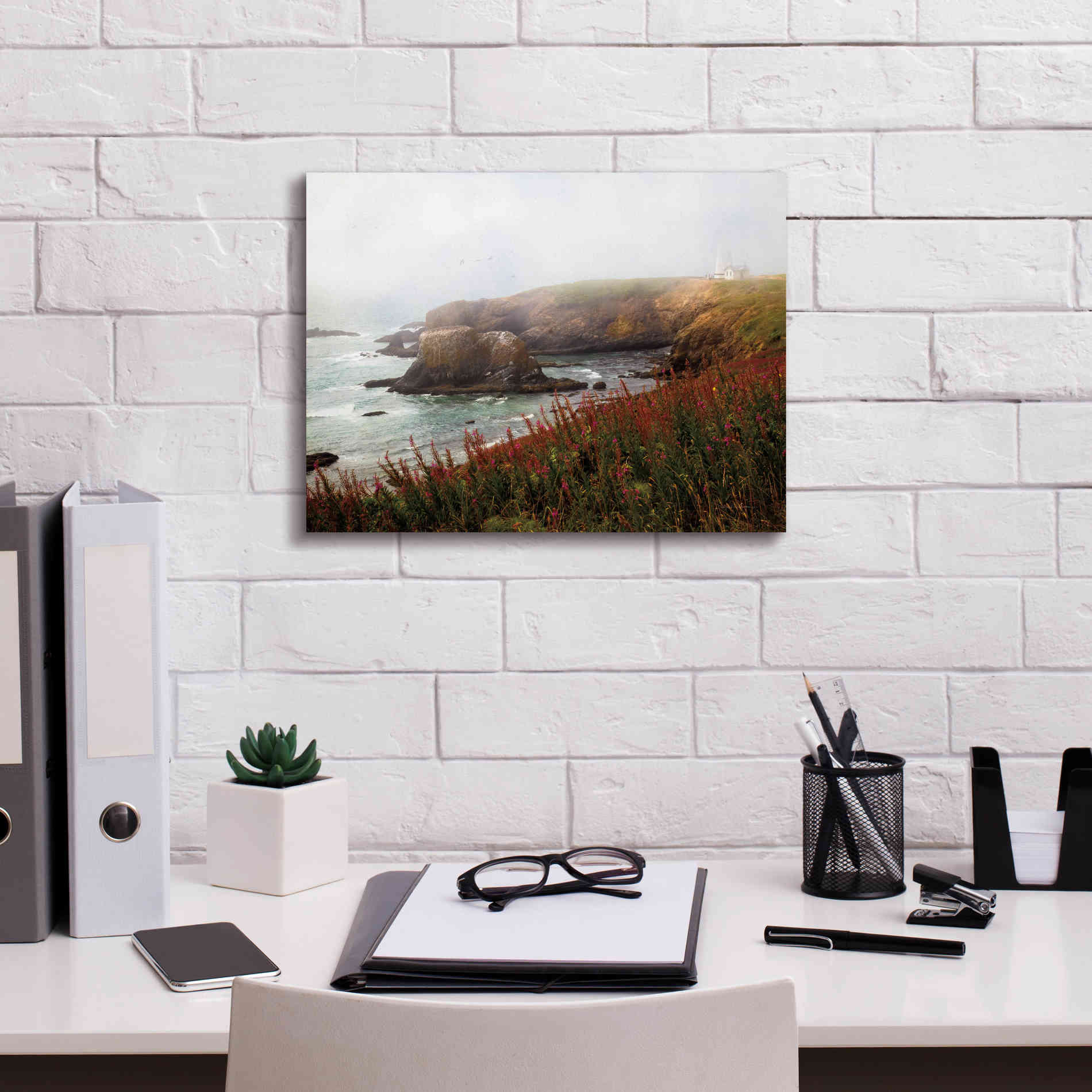 'Lighthouse Fog' by Debra Van Swearingen, Canvas Wall Art,16 x 12