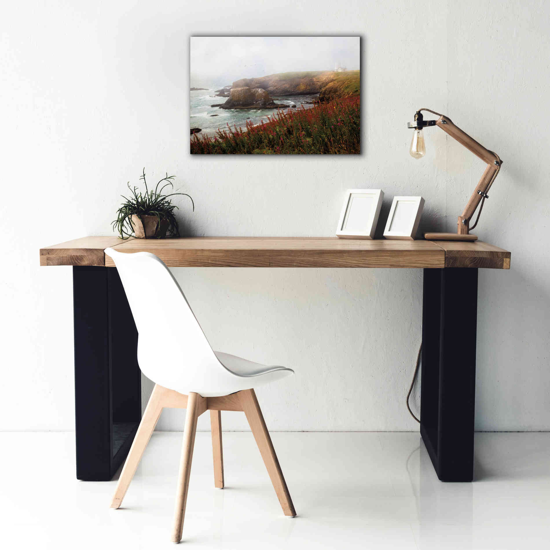 'Lighthouse Fog' by Debra Van Swearingen, Canvas Wall Art,26 x 18