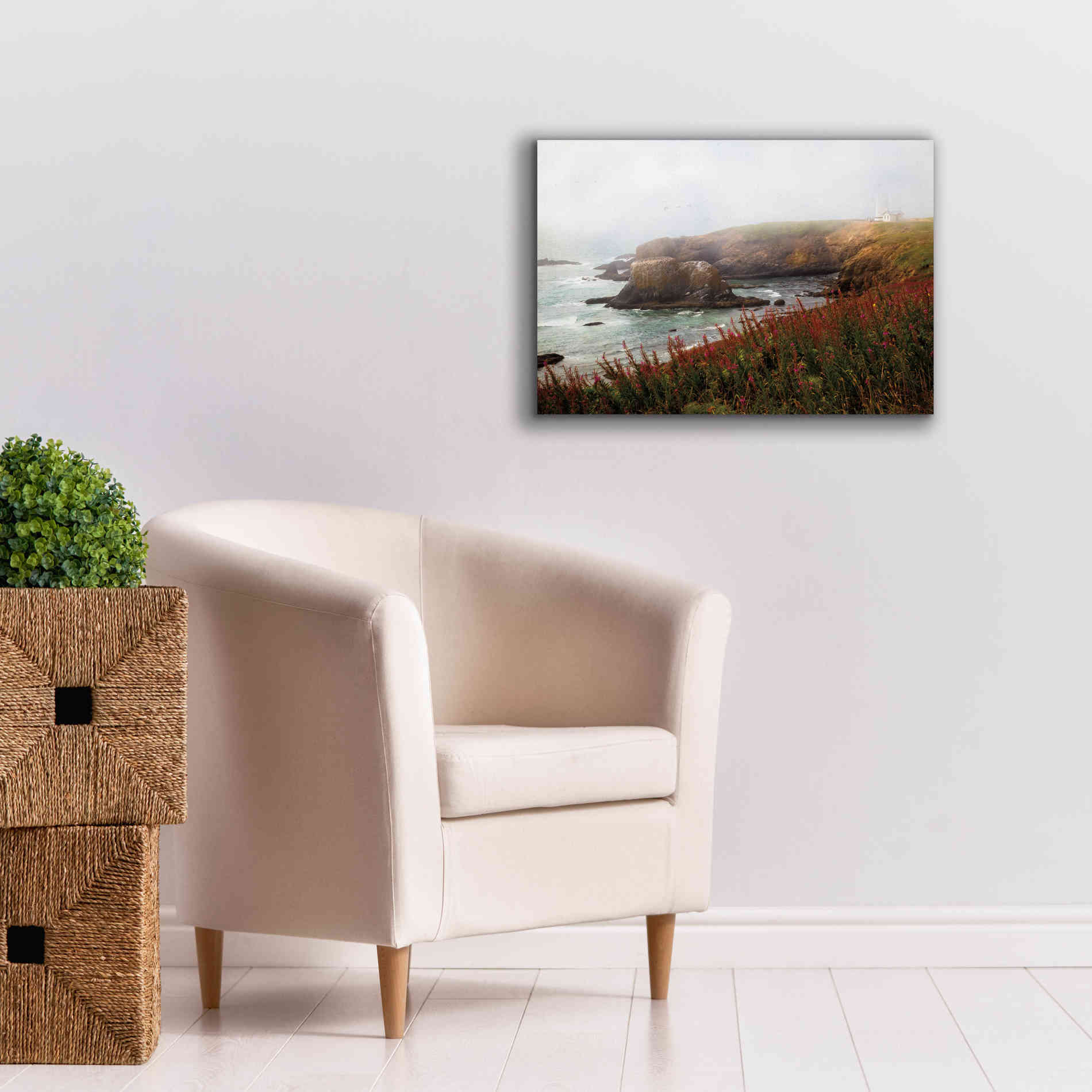'Lighthouse Fog' by Debra Van Swearingen, Canvas Wall Art,26 x 18