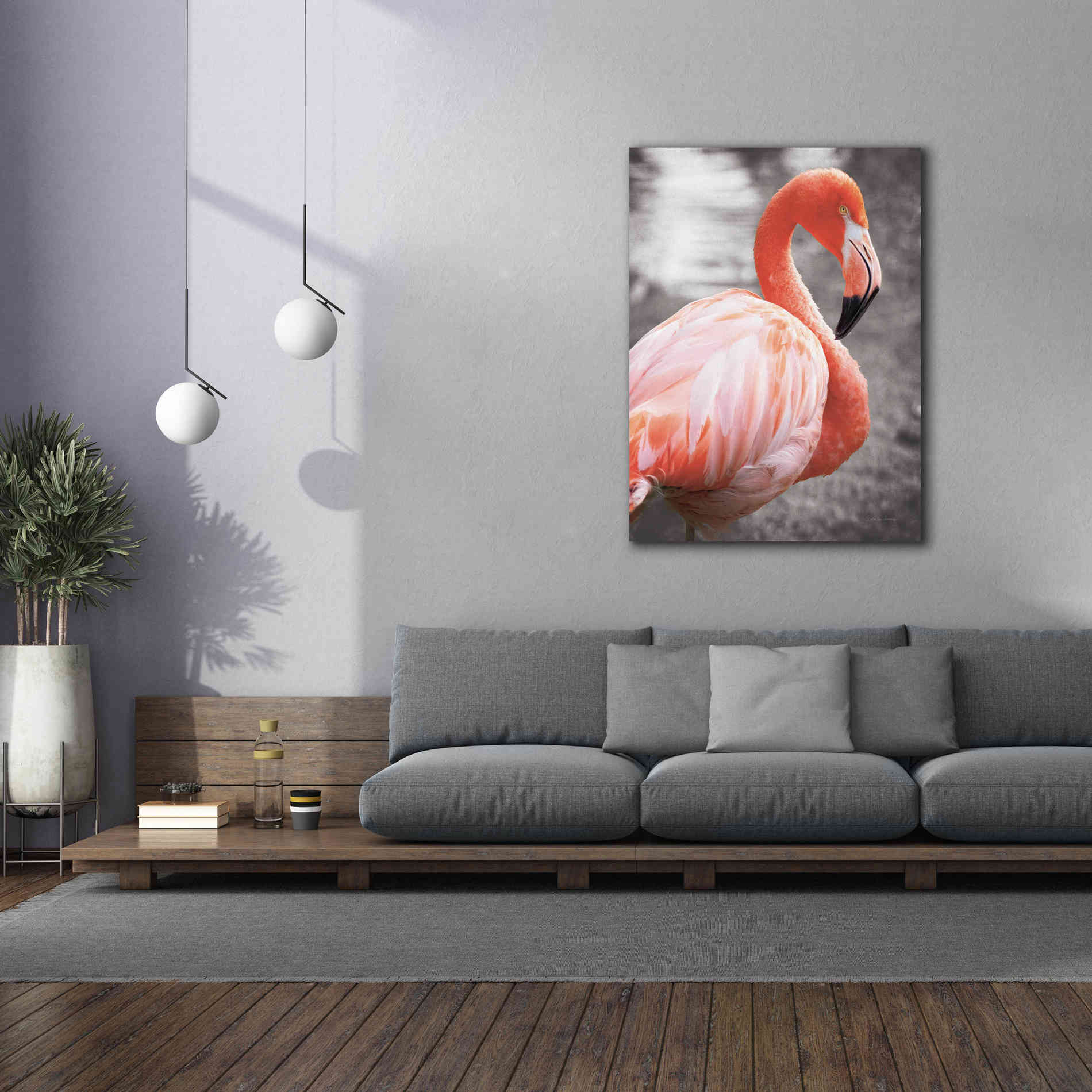 'Flamingo I on BW' by Debra Van Swearingen, Canvas Wall Art,40 x 54