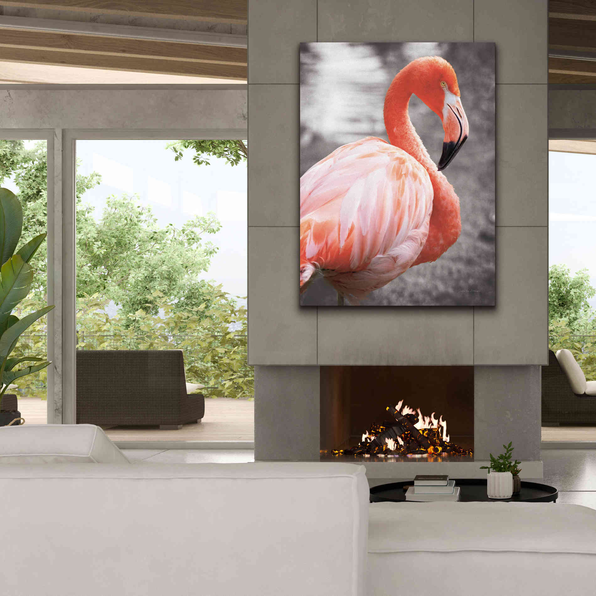 'Flamingo I on BW' by Debra Van Swearingen, Canvas Wall Art,40 x 54