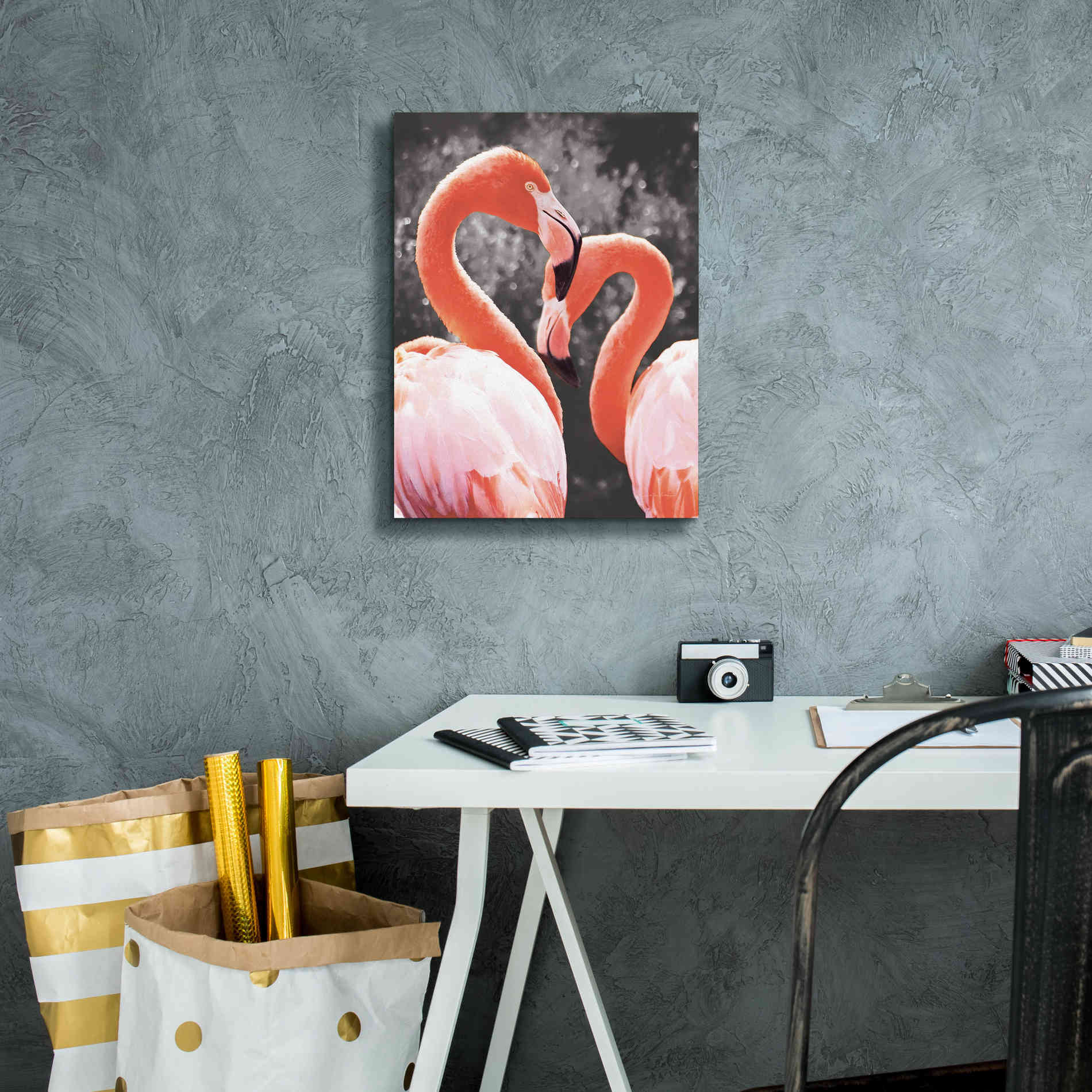 'Flamingo II on BW' by Debra Van Swearingen, Canvas Wall Art,12 x 16