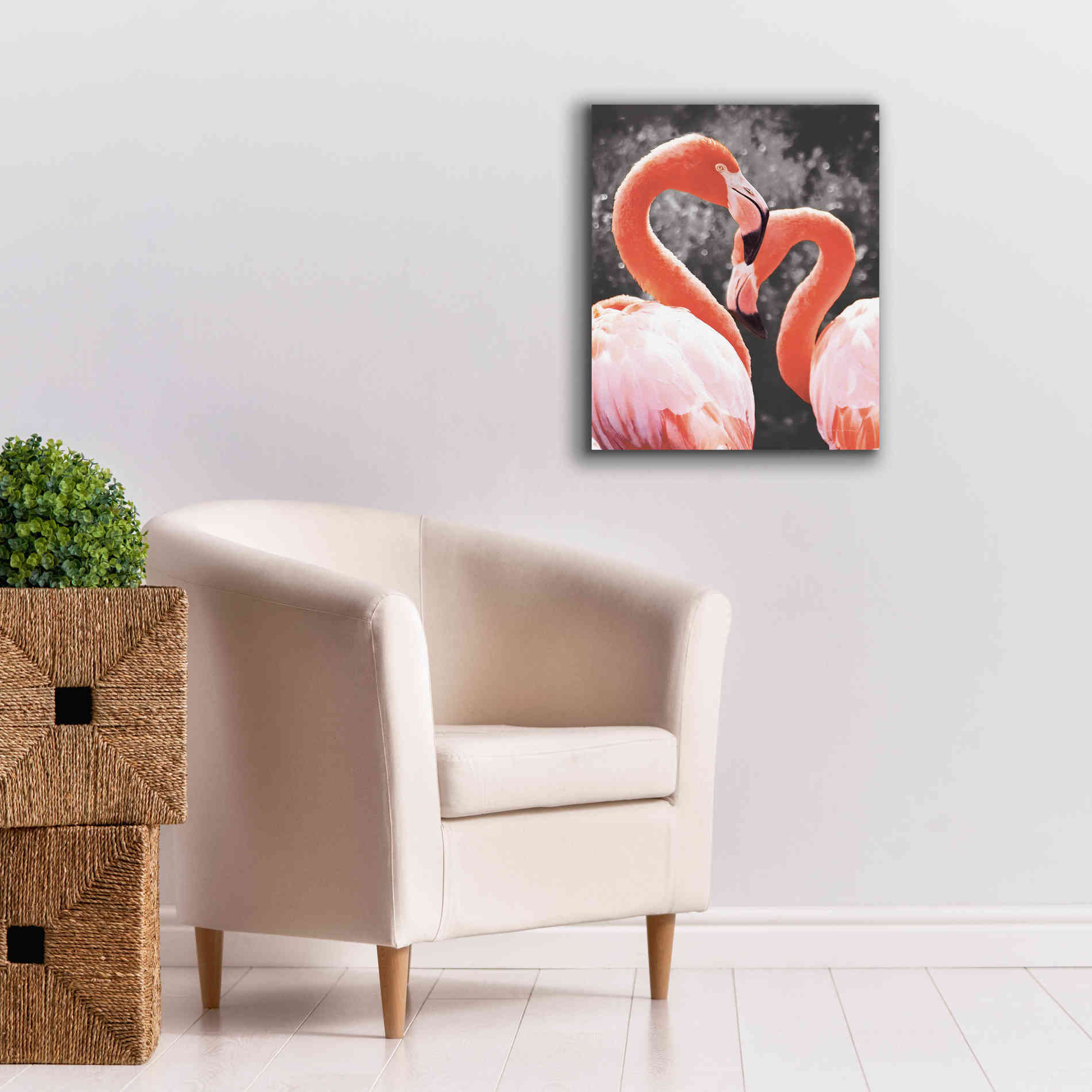 'Flamingo II on BW' by Debra Van Swearingen, Canvas Wall Art,20 x 24