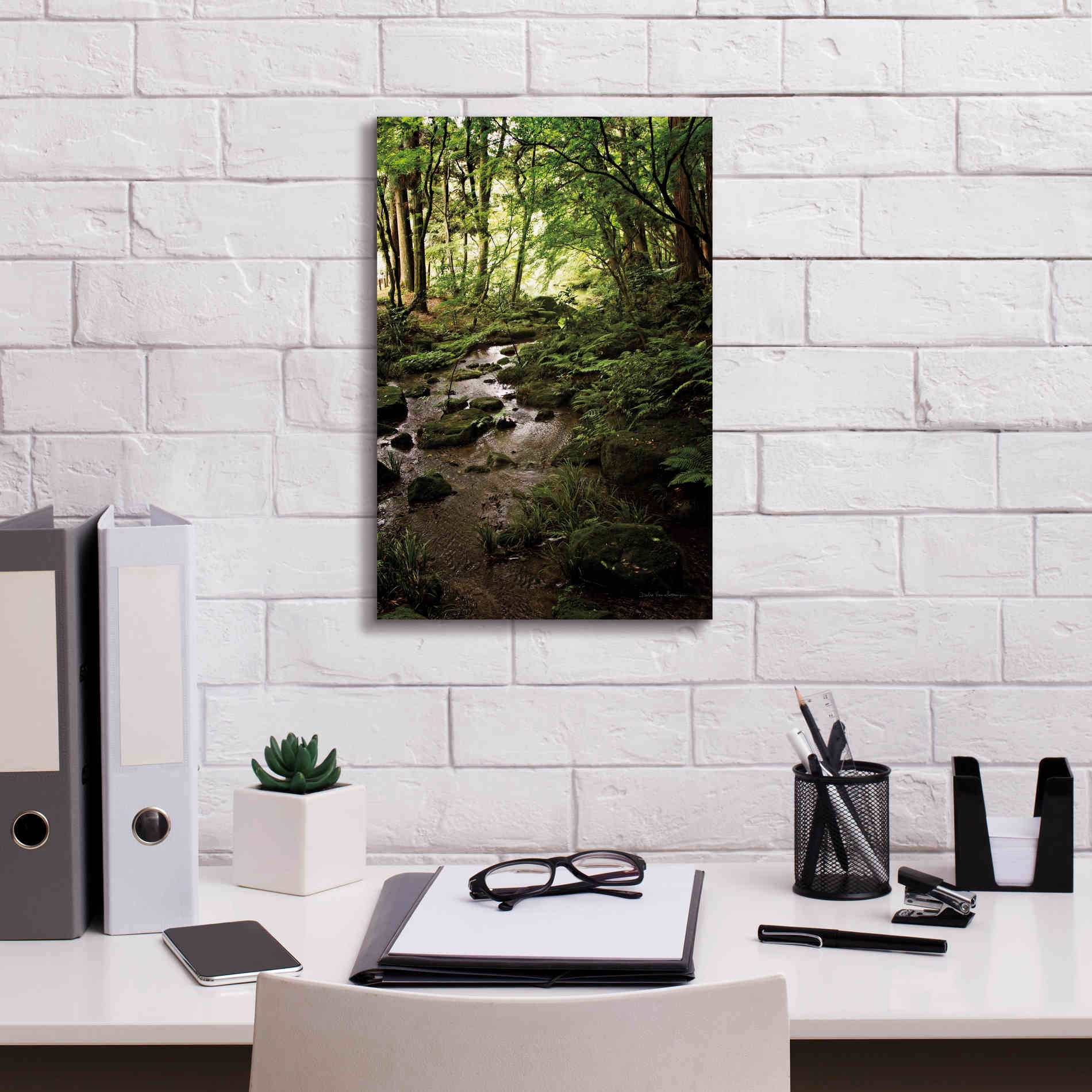 'Lush Creek in Forest' by Debra Van Swearingen, Canvas Wall Art,12 x 18