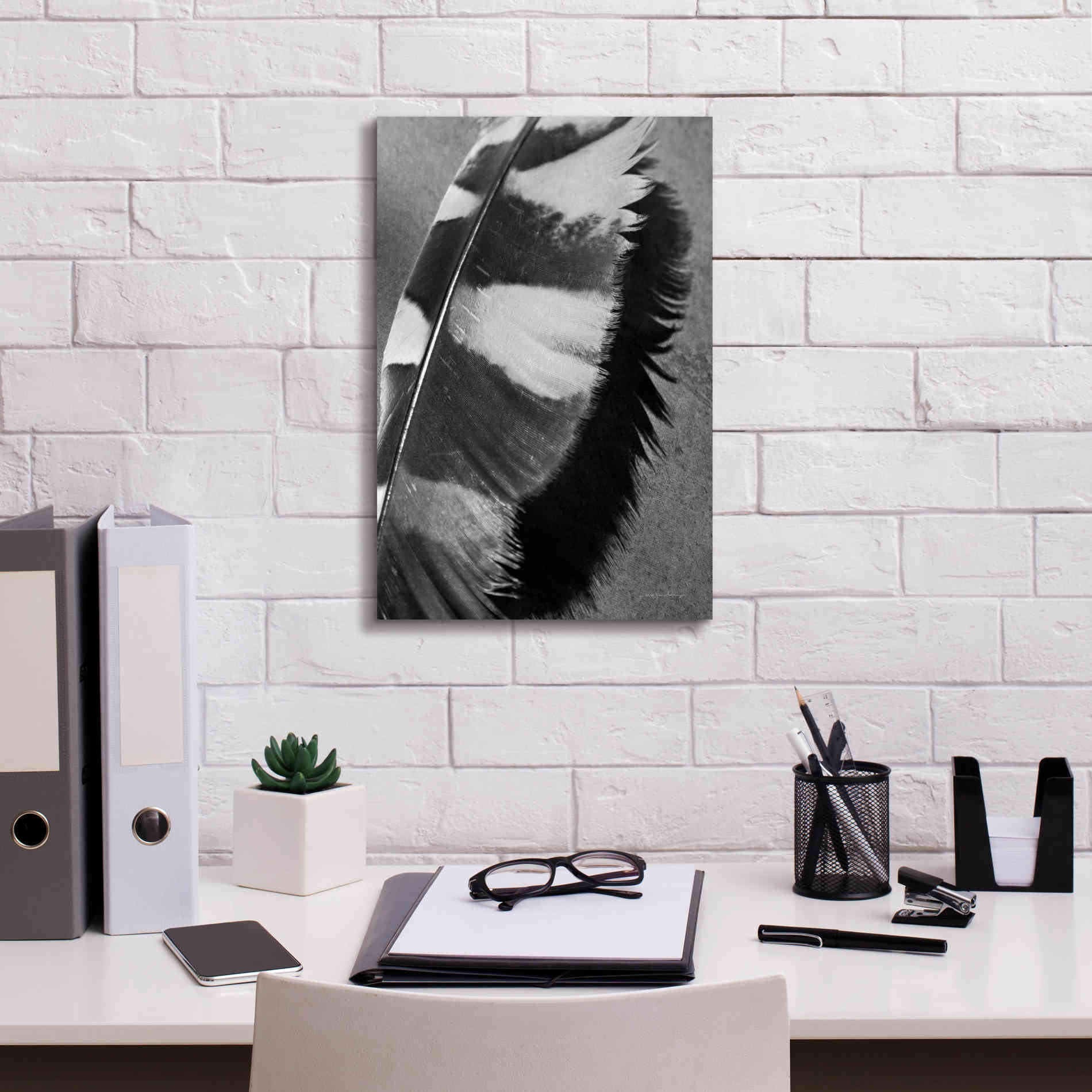 'Feather Shadow I' by Debra Van Swearingen, Canvas Wall Art,12 x 18