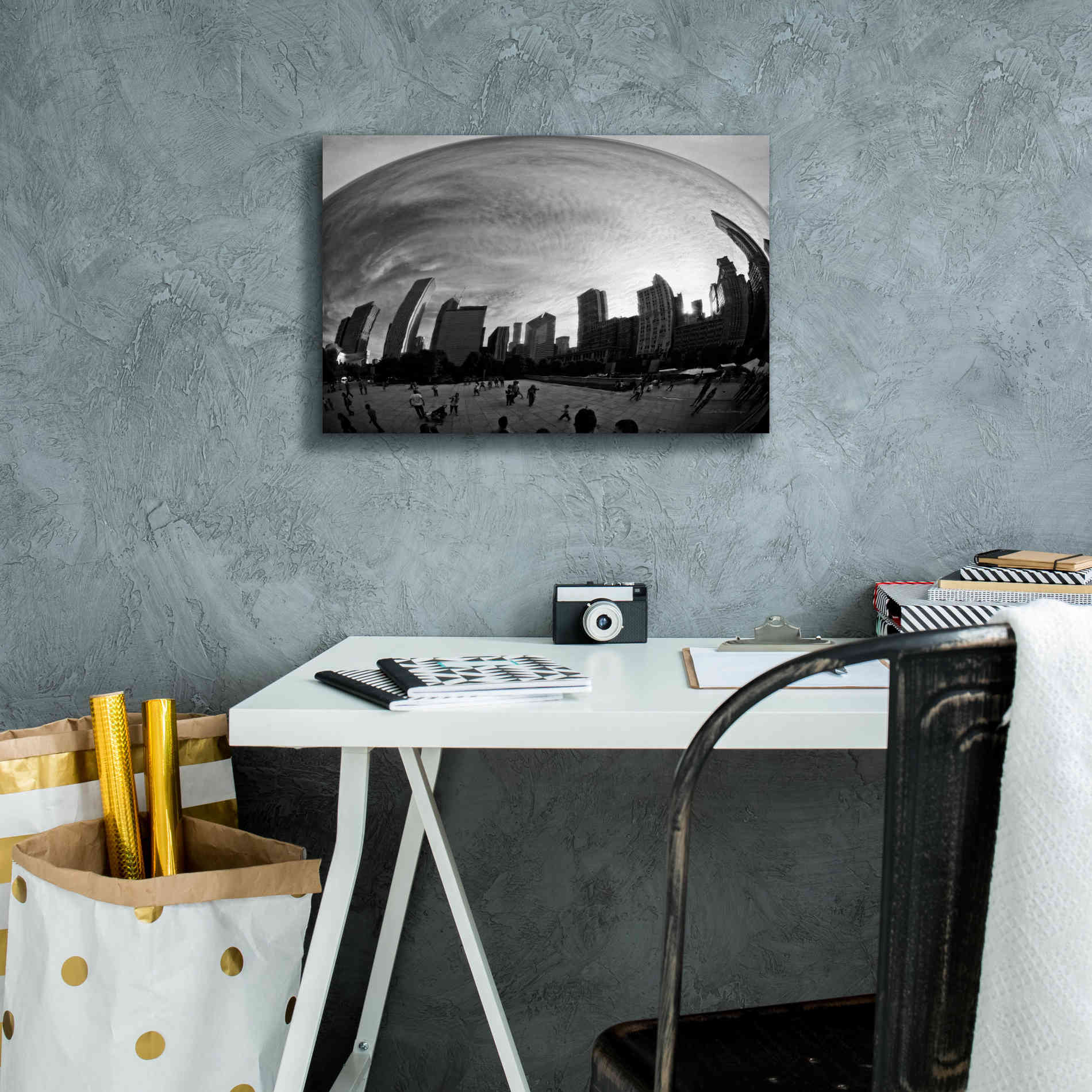 'The Bean Chicago BW' by Debra Van Swearingen, Canvas Wall Art,18 x 12