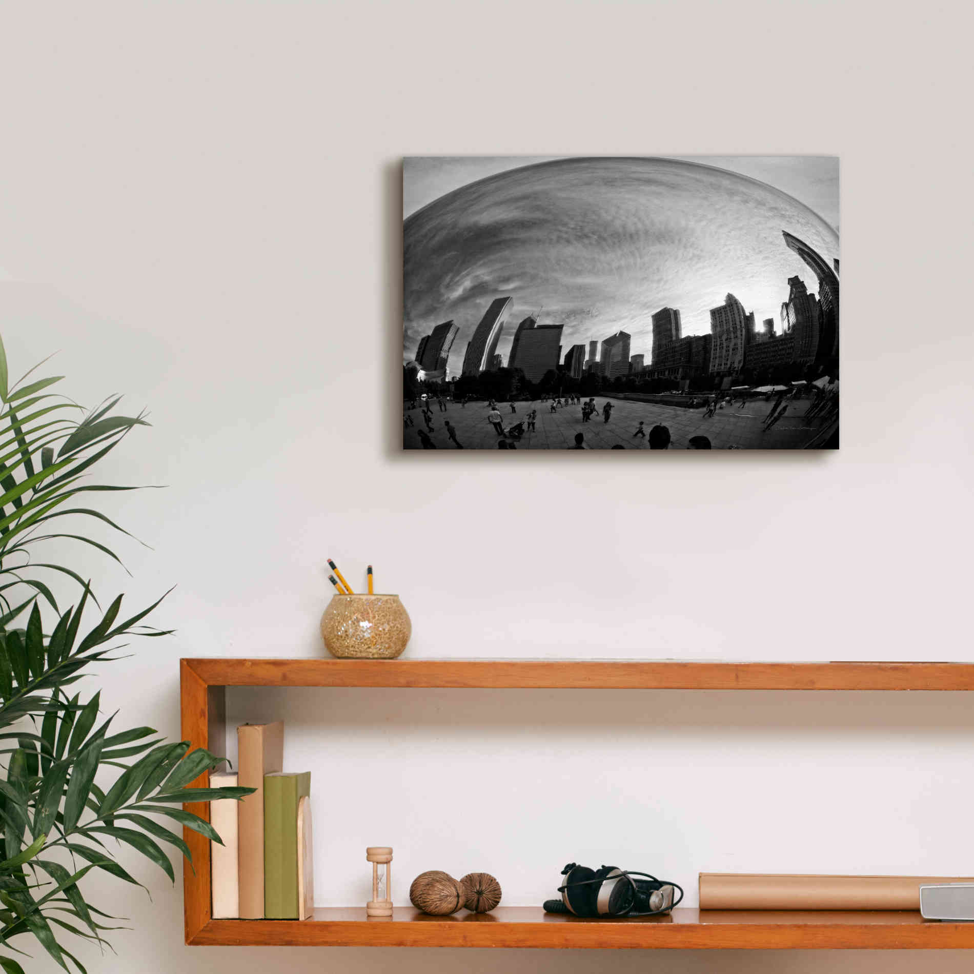'The Bean Chicago BW' by Debra Van Swearingen, Canvas Wall Art,18 x 12