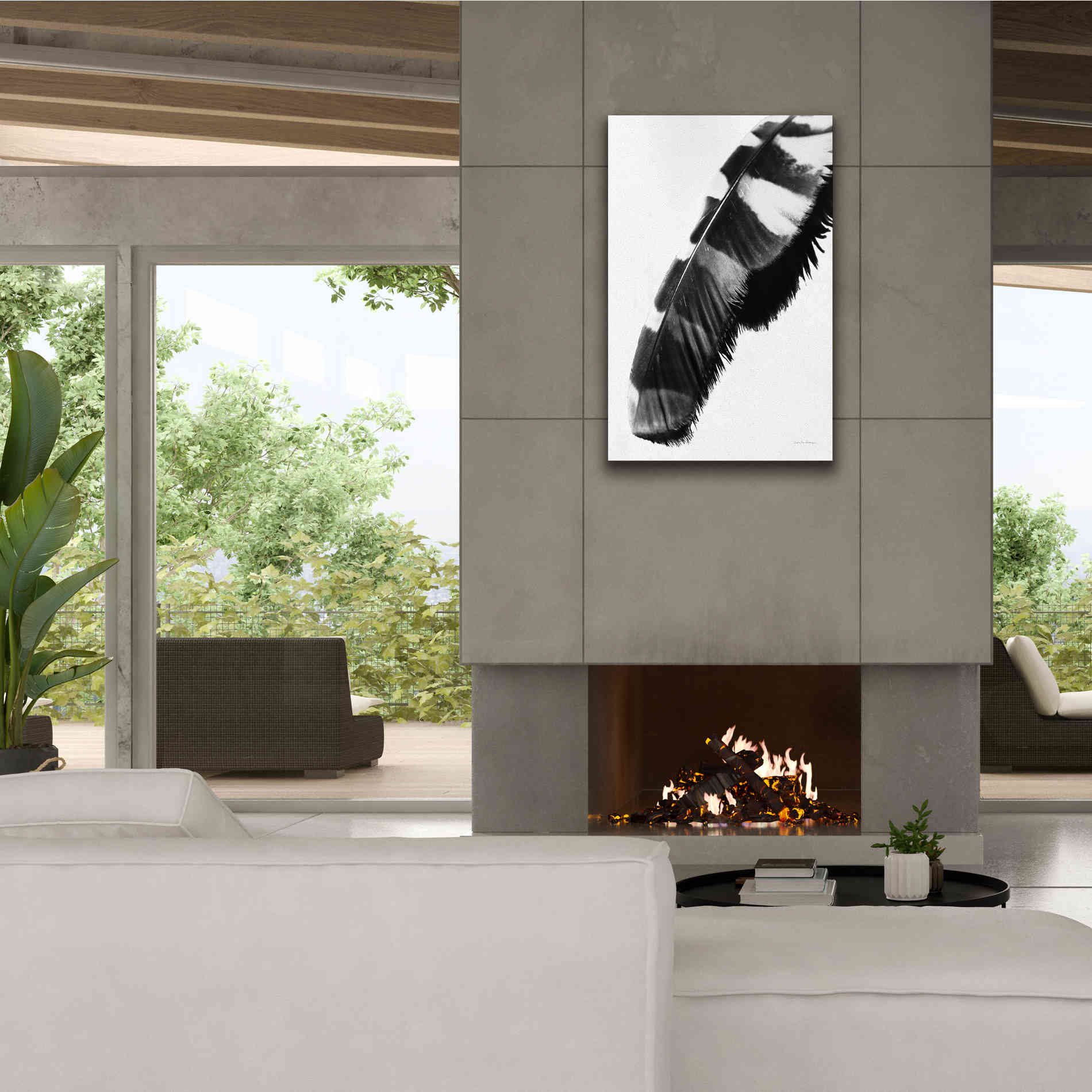 'Feather Shadow II White' by Debra Van Swearingen, Canvas Wall Art,26 x 40