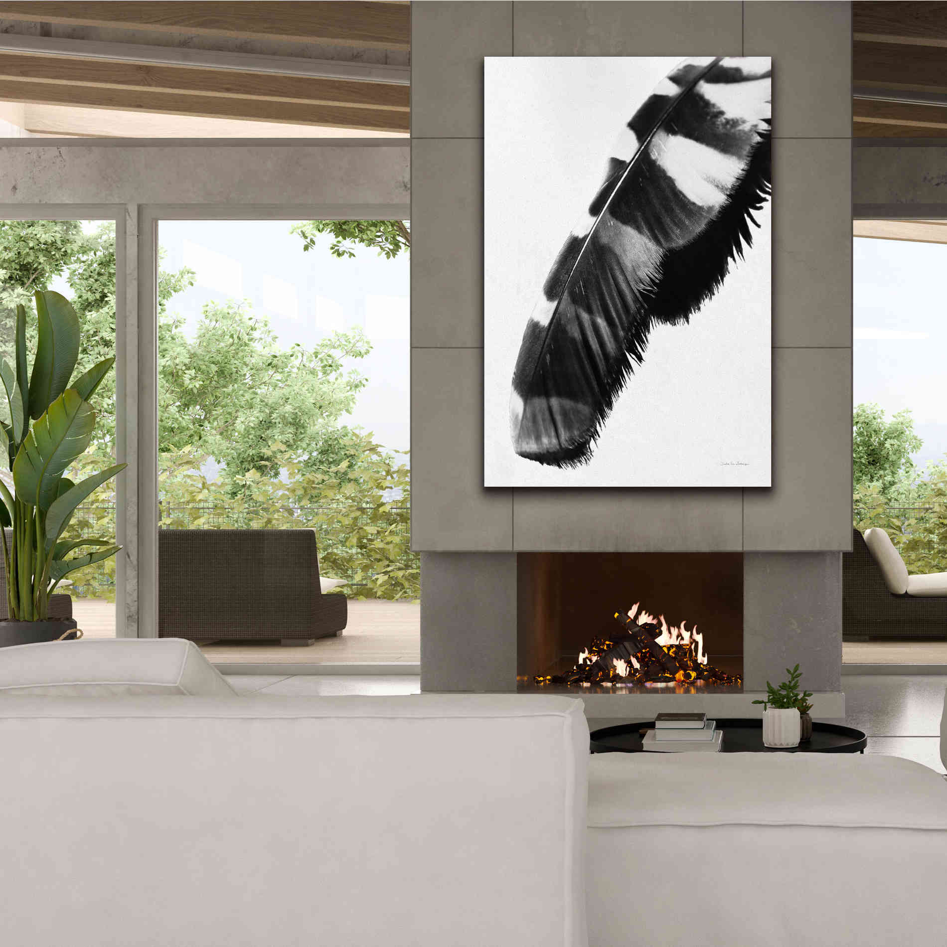 'Feather Shadow II White' by Debra Van Swearingen, Canvas Wall Art,40 x 60