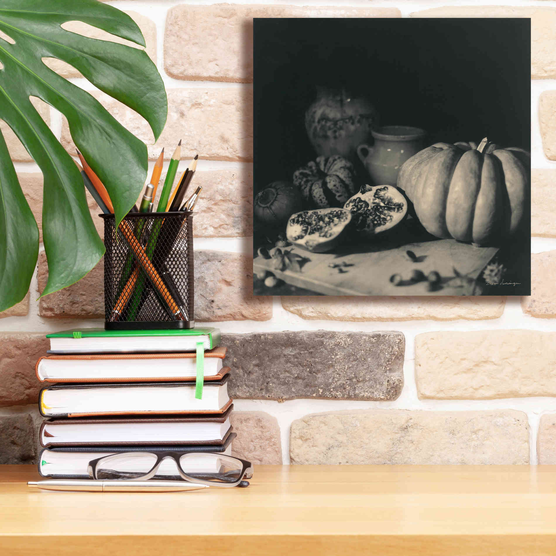 'Pumpkin and Pomegranate' by Debra Van Swearingen, Canvas Wall Art,12 x 12