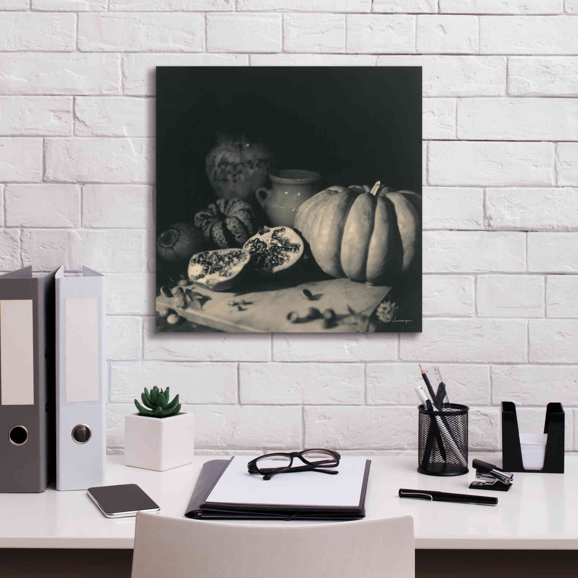 'Pumpkin and Pomegranate' by Debra Van Swearingen, Canvas Wall Art,18 x 18