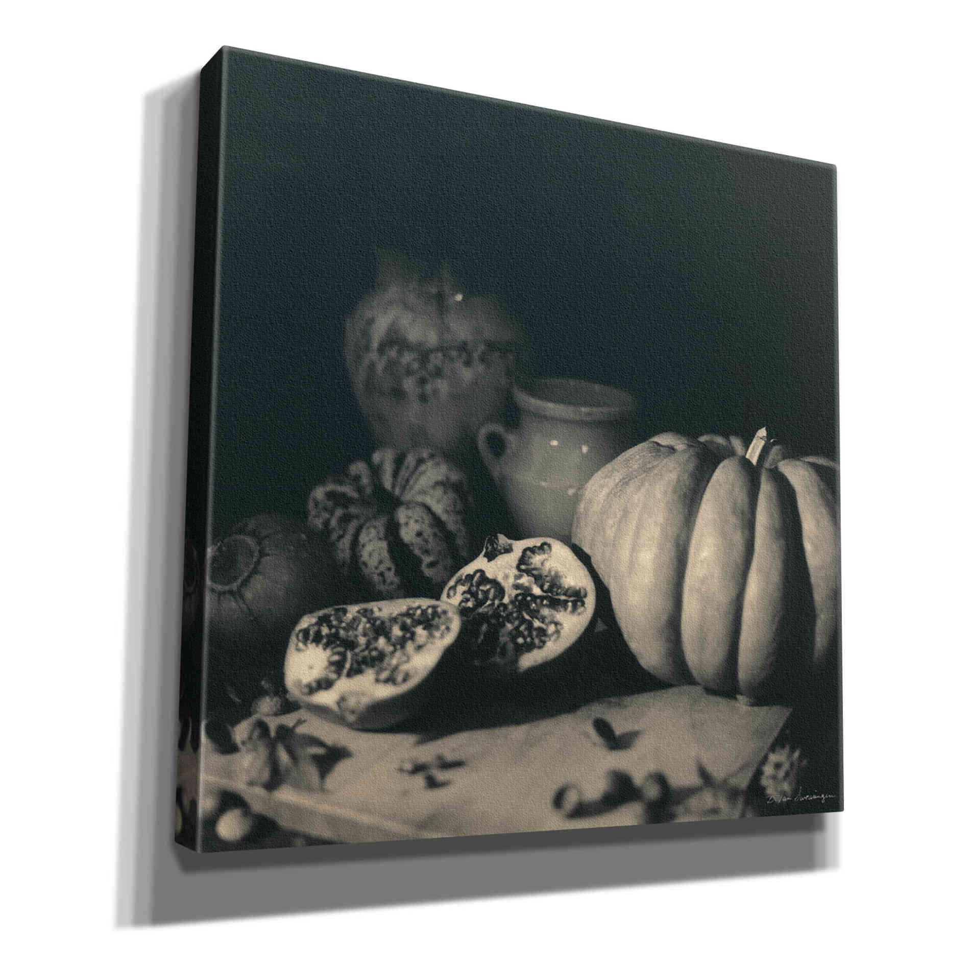 'Pumpkin and Pomegranate' by Debra Van Swearingen, Canvas Wall Art,12x12x1.1x0,18x18x1.1x0,26x26x1.74x0,37x37x1.74x0