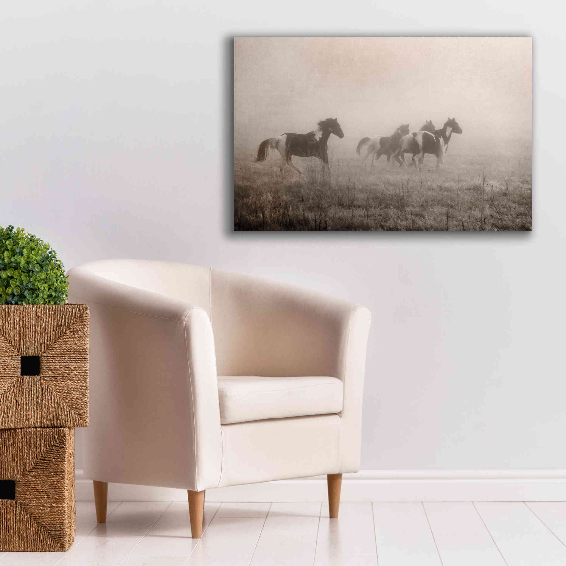 'Painted Horses on the Run' by Debra Van Swearingen, Canvas Wall Art,40 x 26