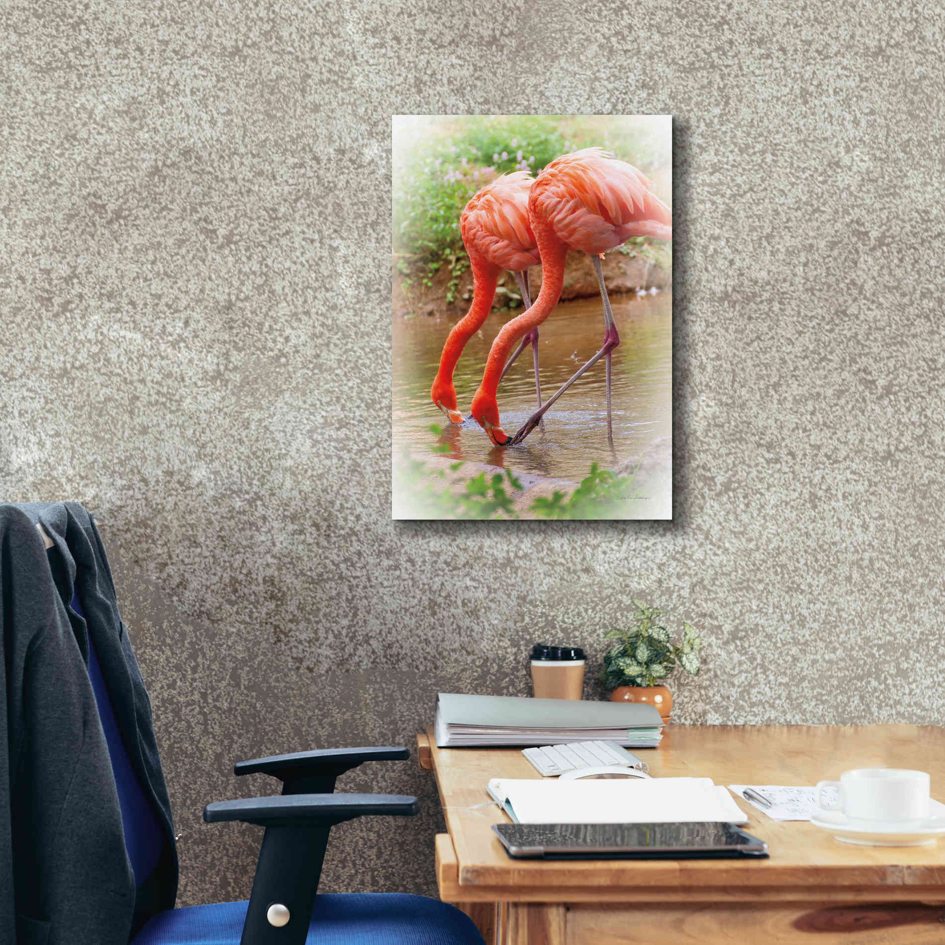 'Two Flamingos' by Debra Van Swearingen, Canvas Wall Art,18 x 26