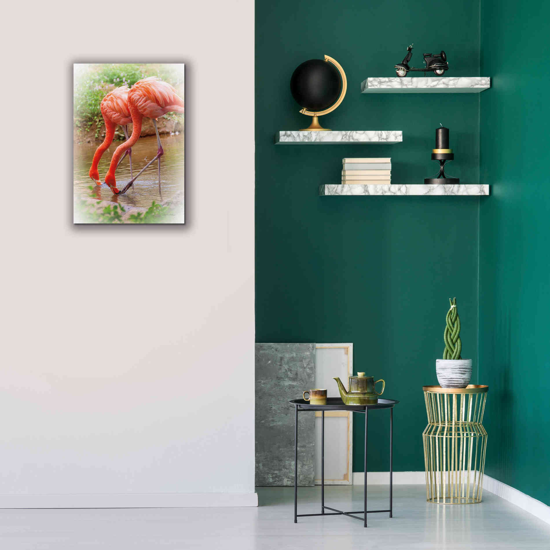 'Two Flamingos' by Debra Van Swearingen, Canvas Wall Art,18 x 26