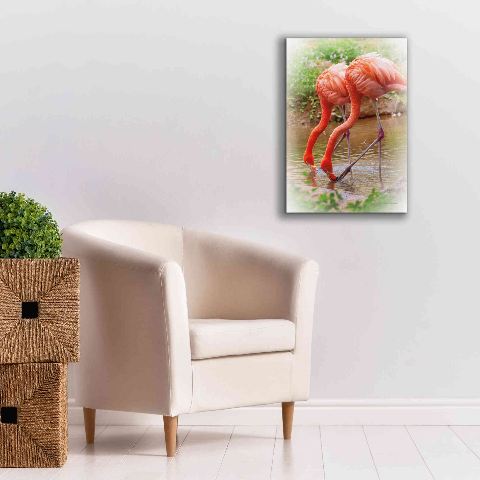 'Two Flamingos' by Debra Van Swearingen, Canvas Wall Art,18 x 26