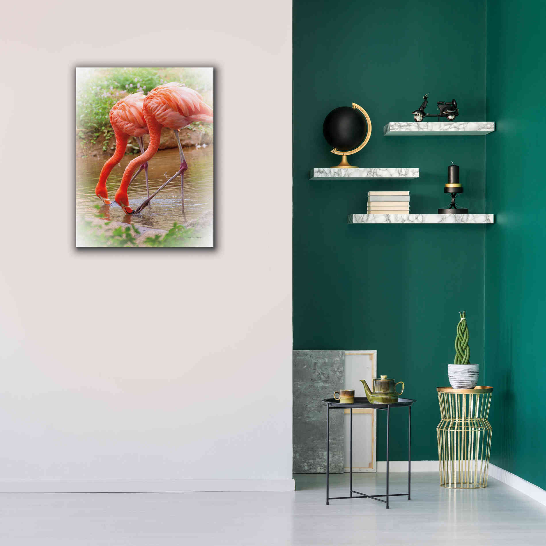 'Two Flamingos' by Debra Van Swearingen, Canvas Wall Art,26 x 34