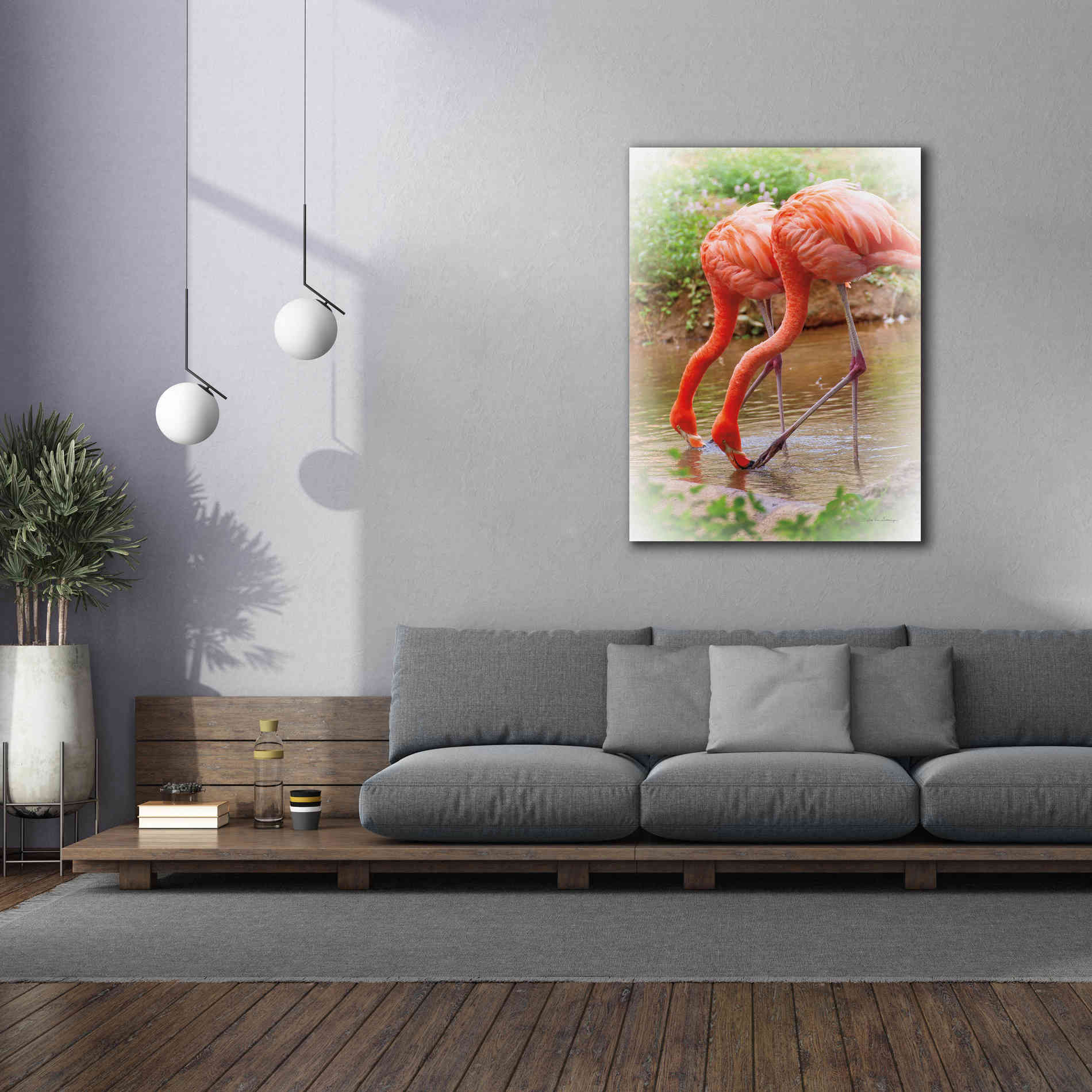 'Two Flamingos' by Debra Van Swearingen, Canvas Wall Art,40 x 54