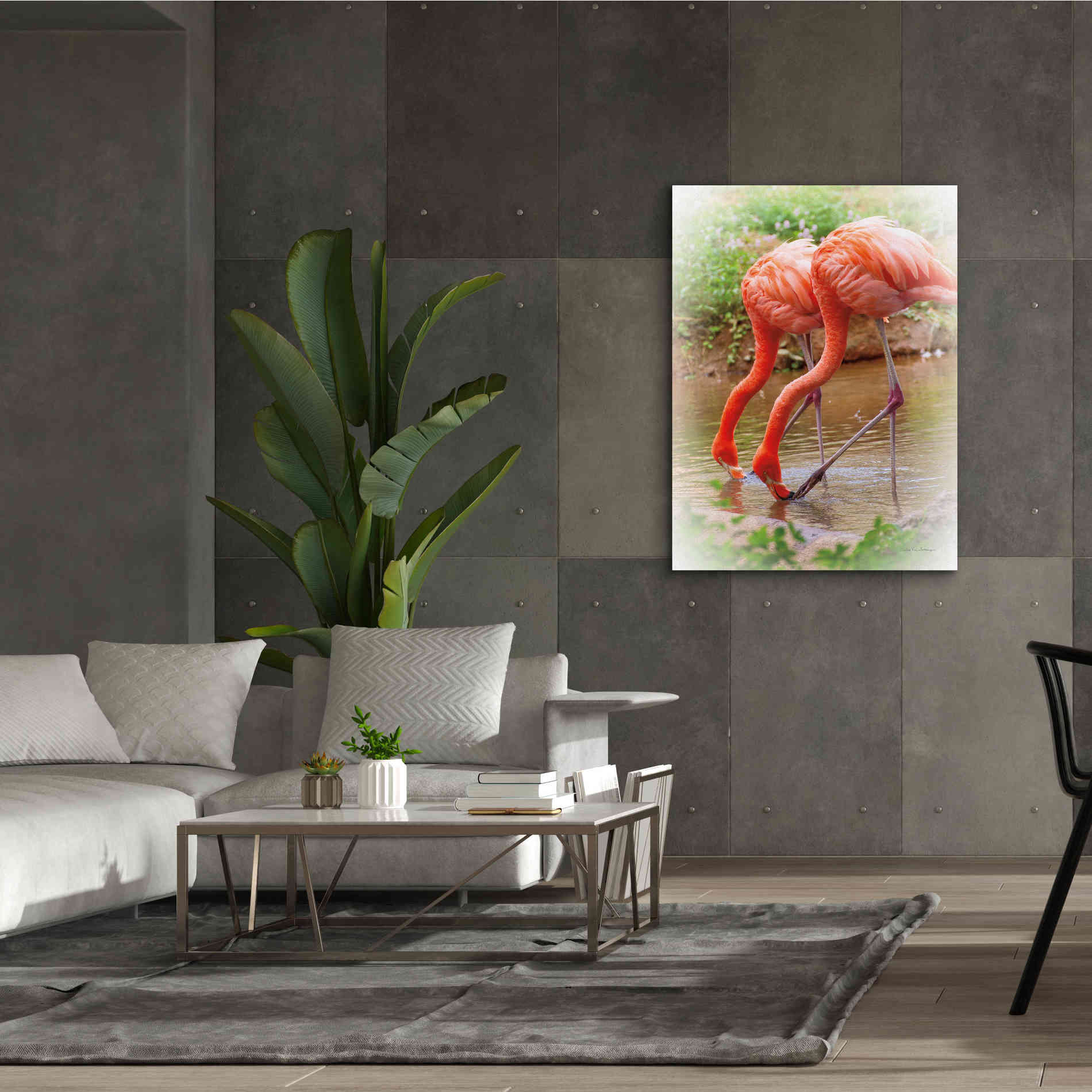 'Two Flamingos' by Debra Van Swearingen, Canvas Wall Art,40 x 54