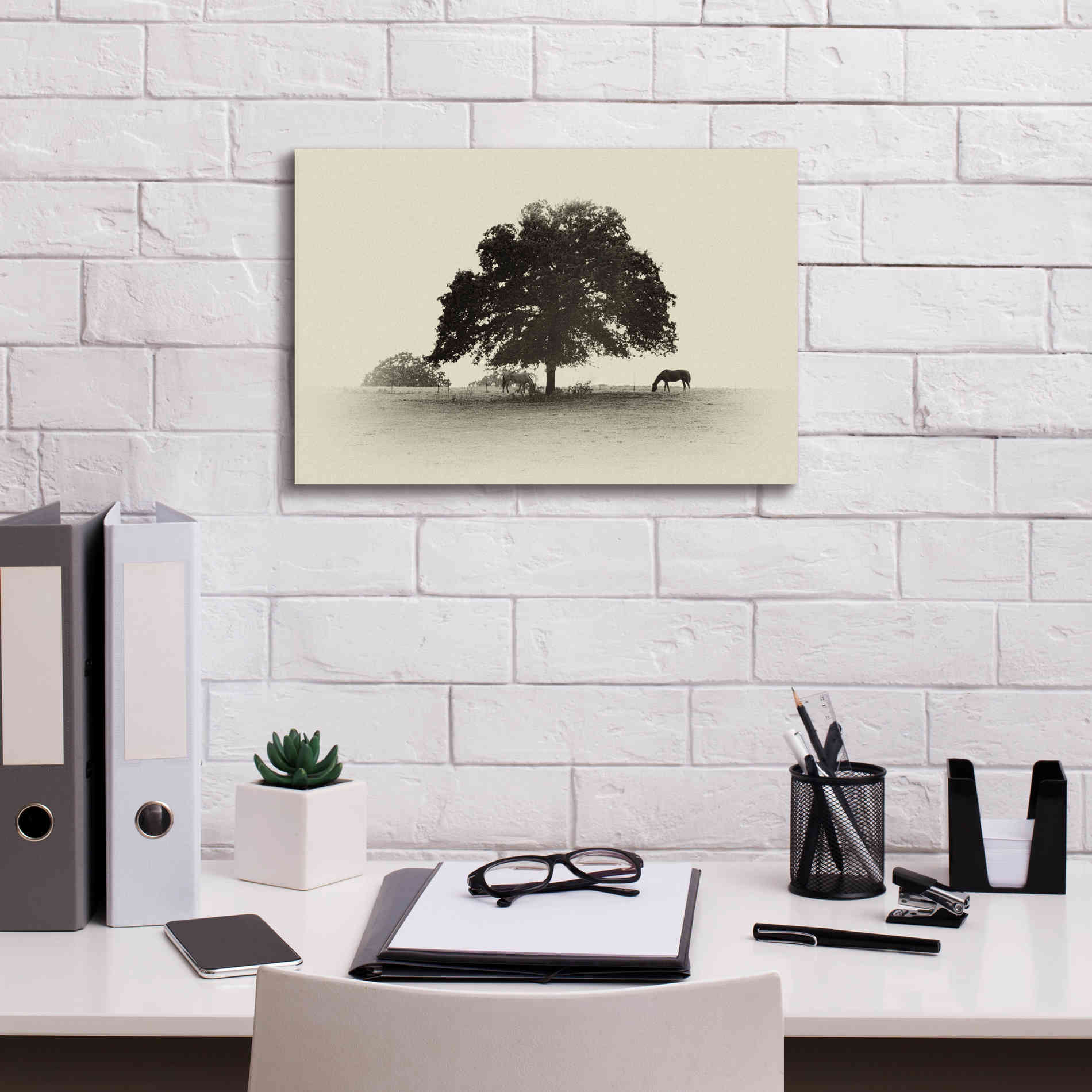 'Horses and Trees I' by Debra Van Swearingen, Canvas Wall Art,18 x 12