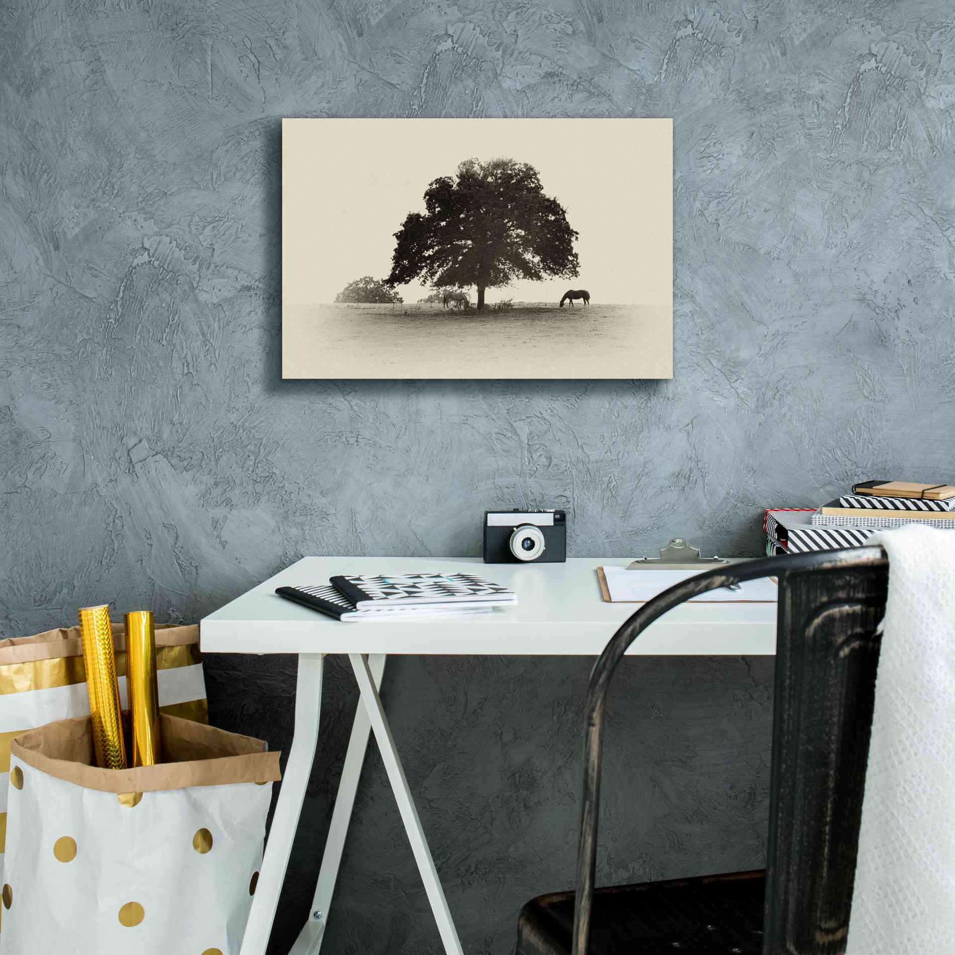 'Horses and Trees I' by Debra Van Swearingen, Canvas Wall Art,18 x 12