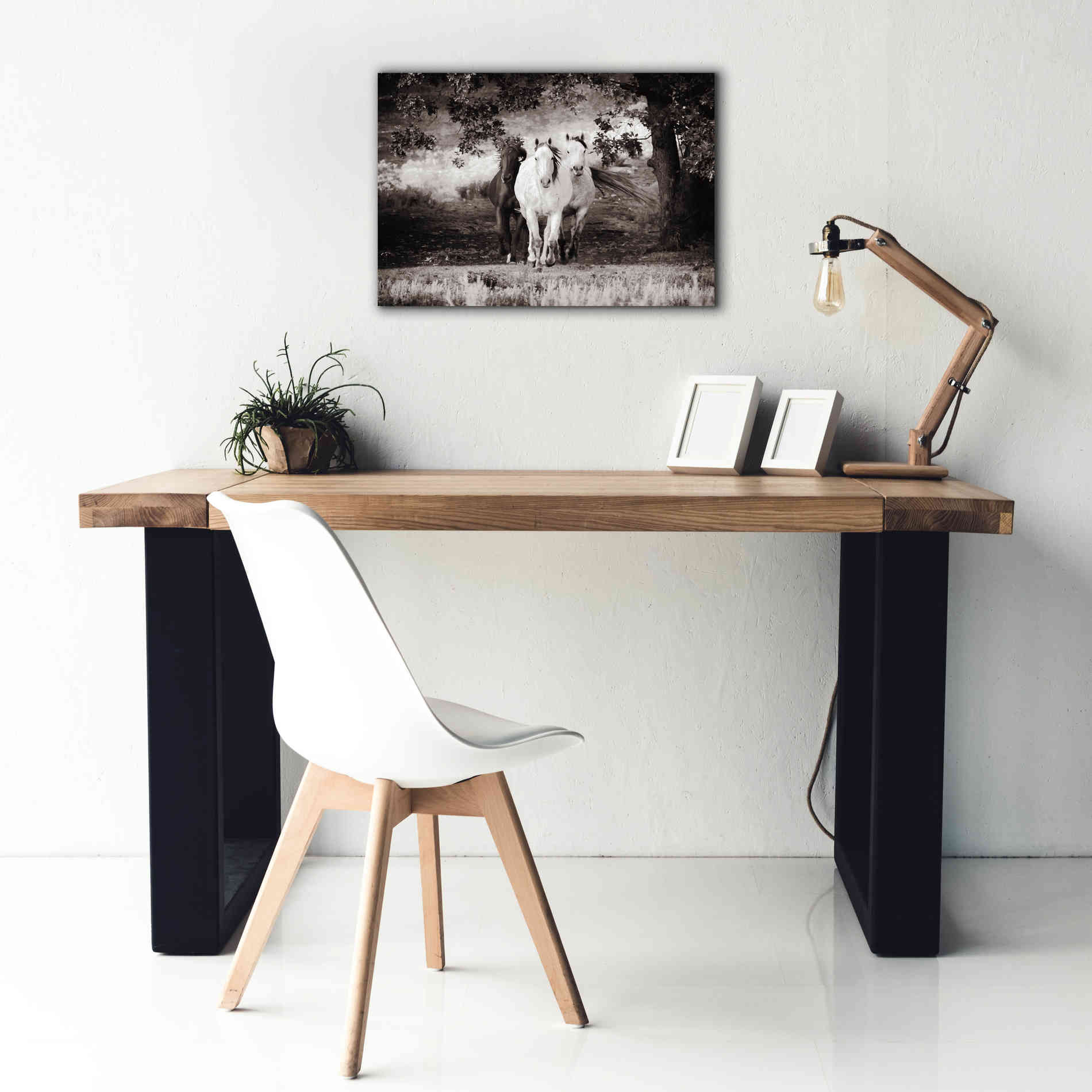 'Three Wild Horses Sepia' by Debra Van Swearingen, Canvas Wall Art,26 x 18