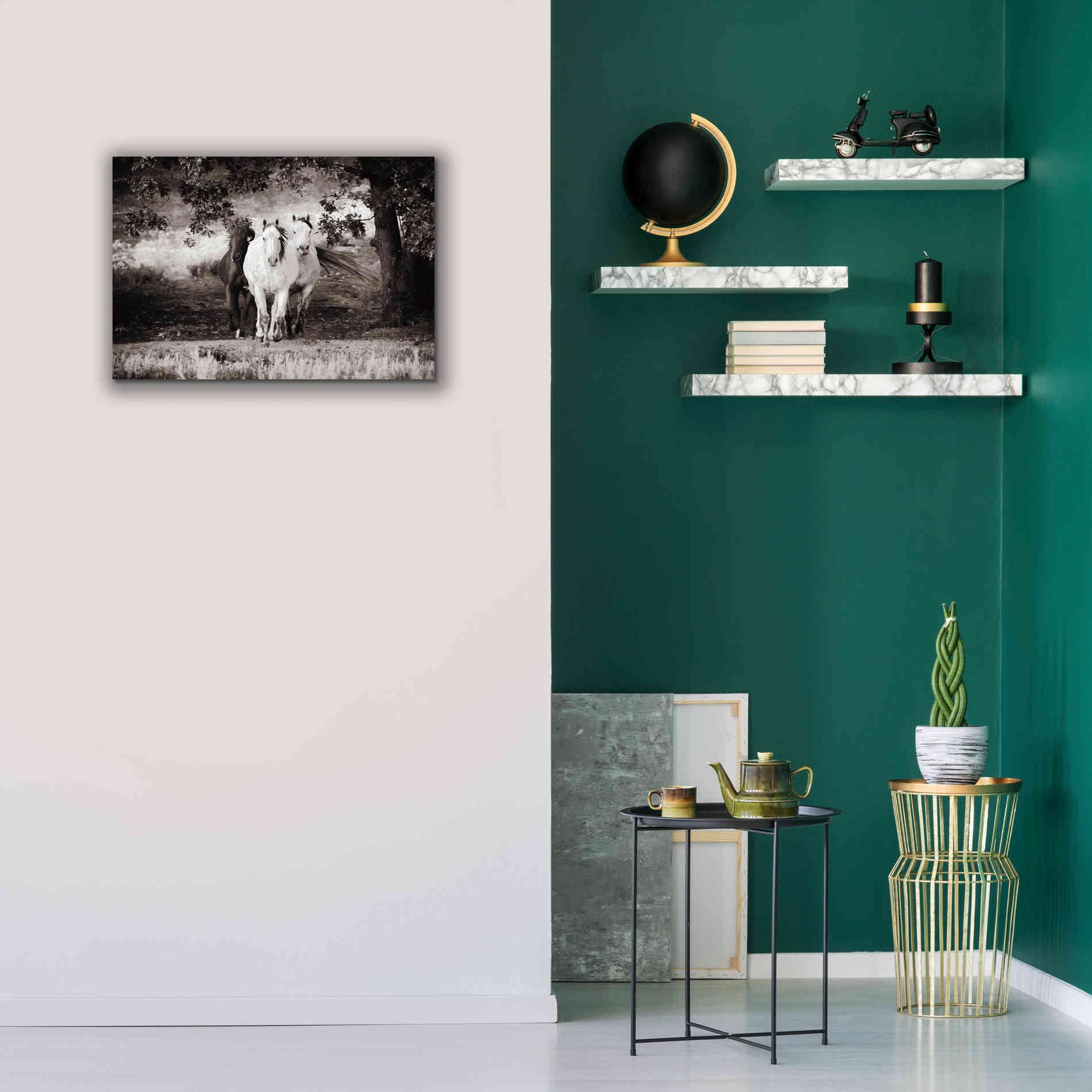 'Three Wild Horses Sepia' by Debra Van Swearingen, Canvas Wall Art,26 x 18