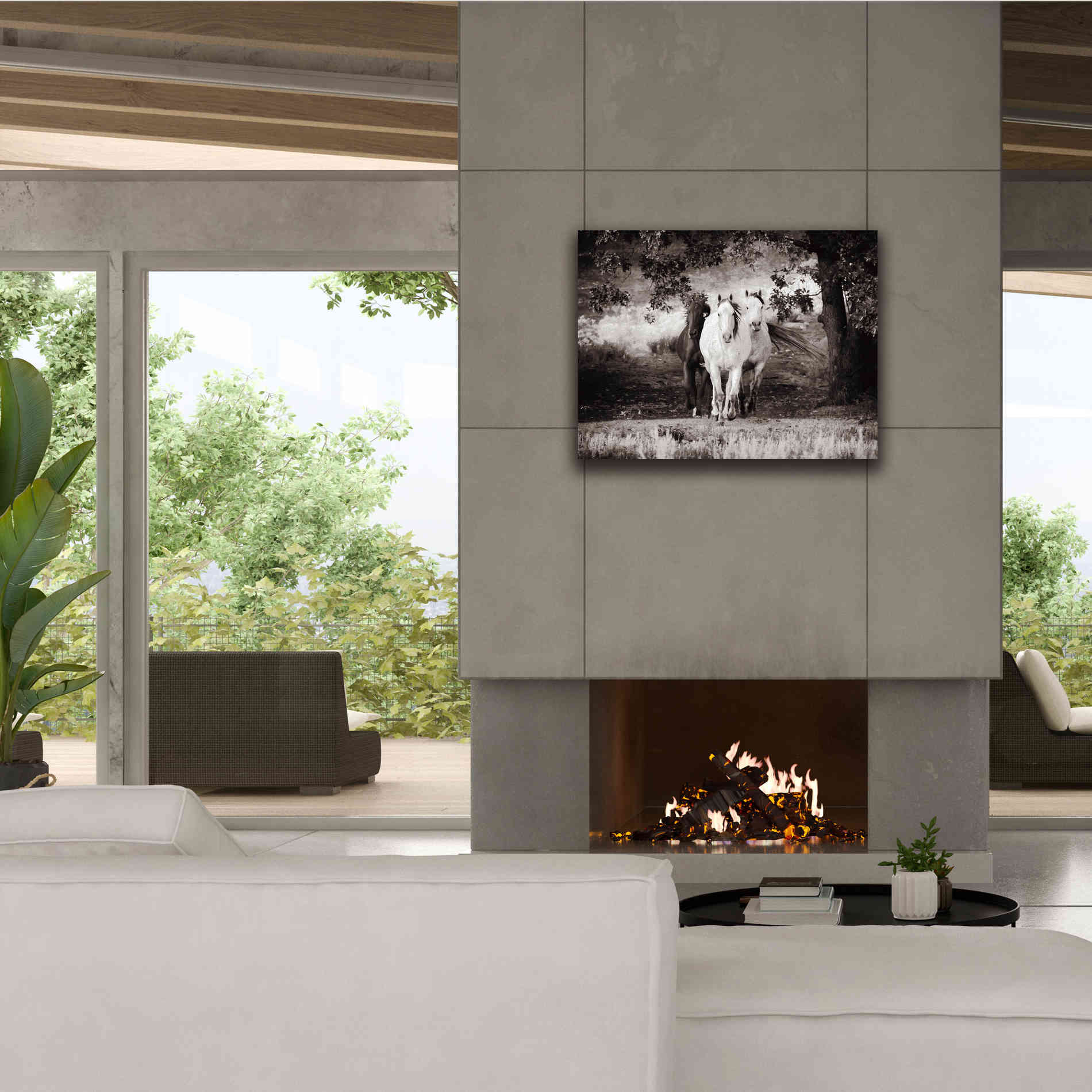 'Three Wild Horses Sepia' by Debra Van Swearingen, Canvas Wall Art,34 x 26