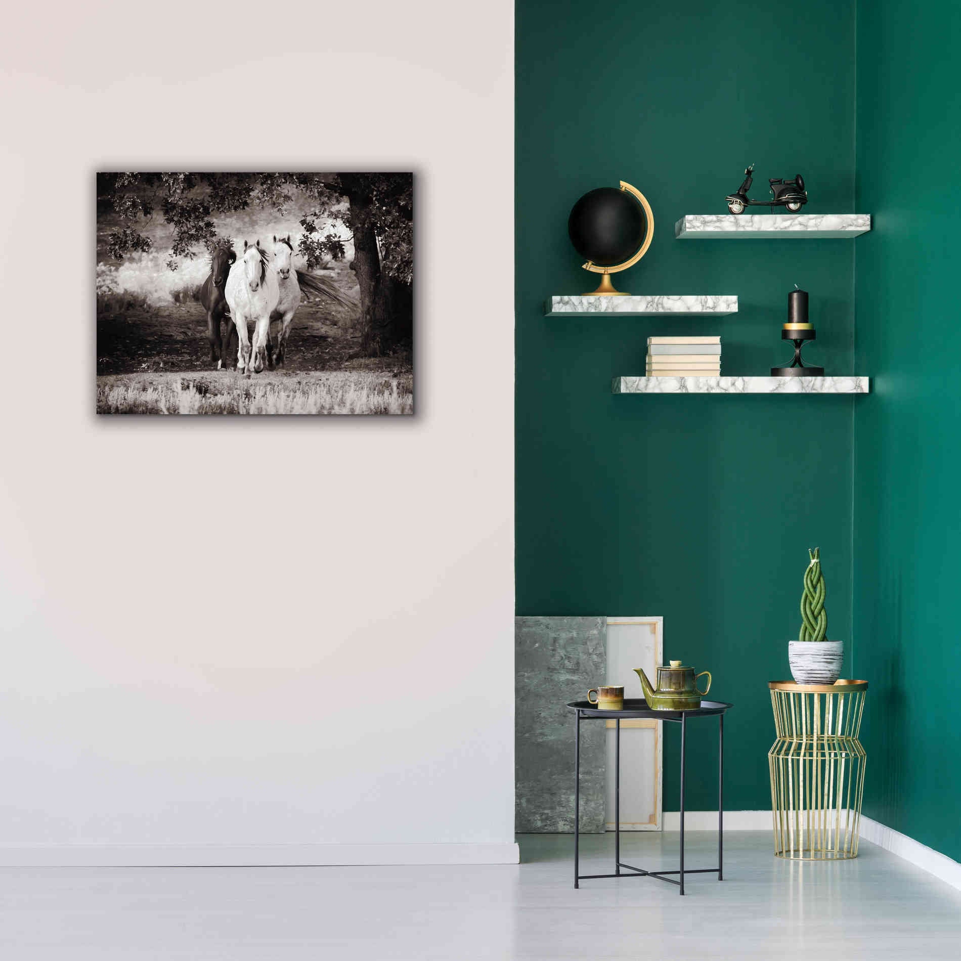 'Three Wild Horses Sepia' by Debra Van Swearingen, Canvas Wall Art,34 x 26