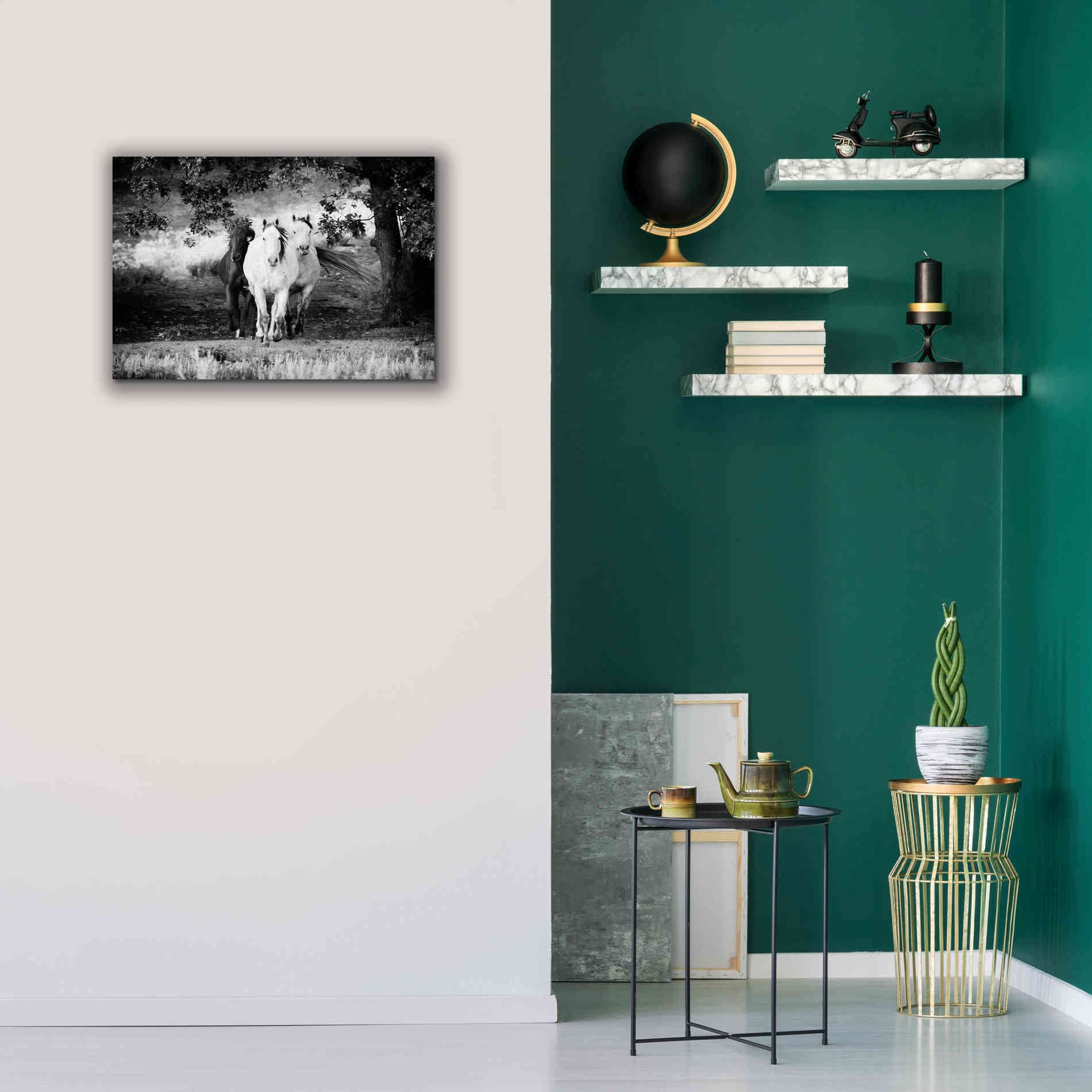 'Three Wild Horses BW' by Debra Van Swearingen, Canvas Wall Art,26 x 18